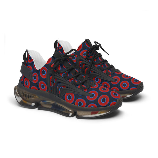Women's Donut Kicks - red vivid donut print w/dark teal elite blue background