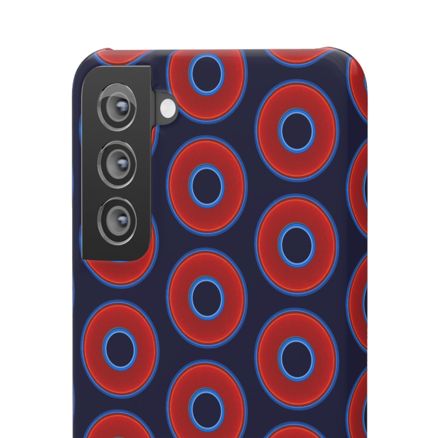Lumpy Donut Snap Case - red vivid donut print w/midnight blue background
