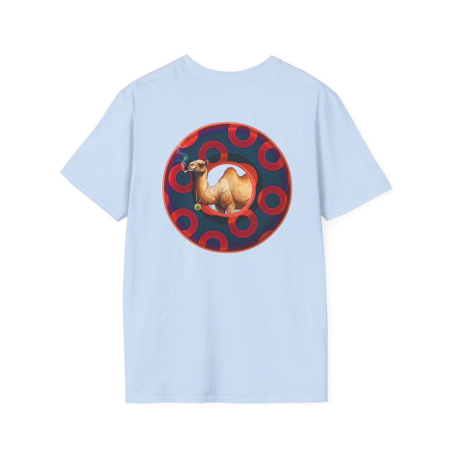 Classic Donut Tee - Unisex Soft-Style - "Joe Camel's Super Cool Donut" - rustic paradox donut - dark navy/red donuts