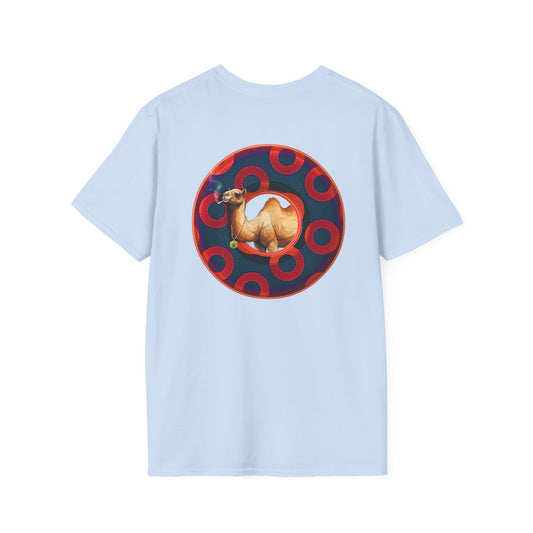 Classic Donut Tee - Unisex Soft-Style - "Joe Camel's Super Cool Donut" - rustic paradox donut - dark navy/red donuts