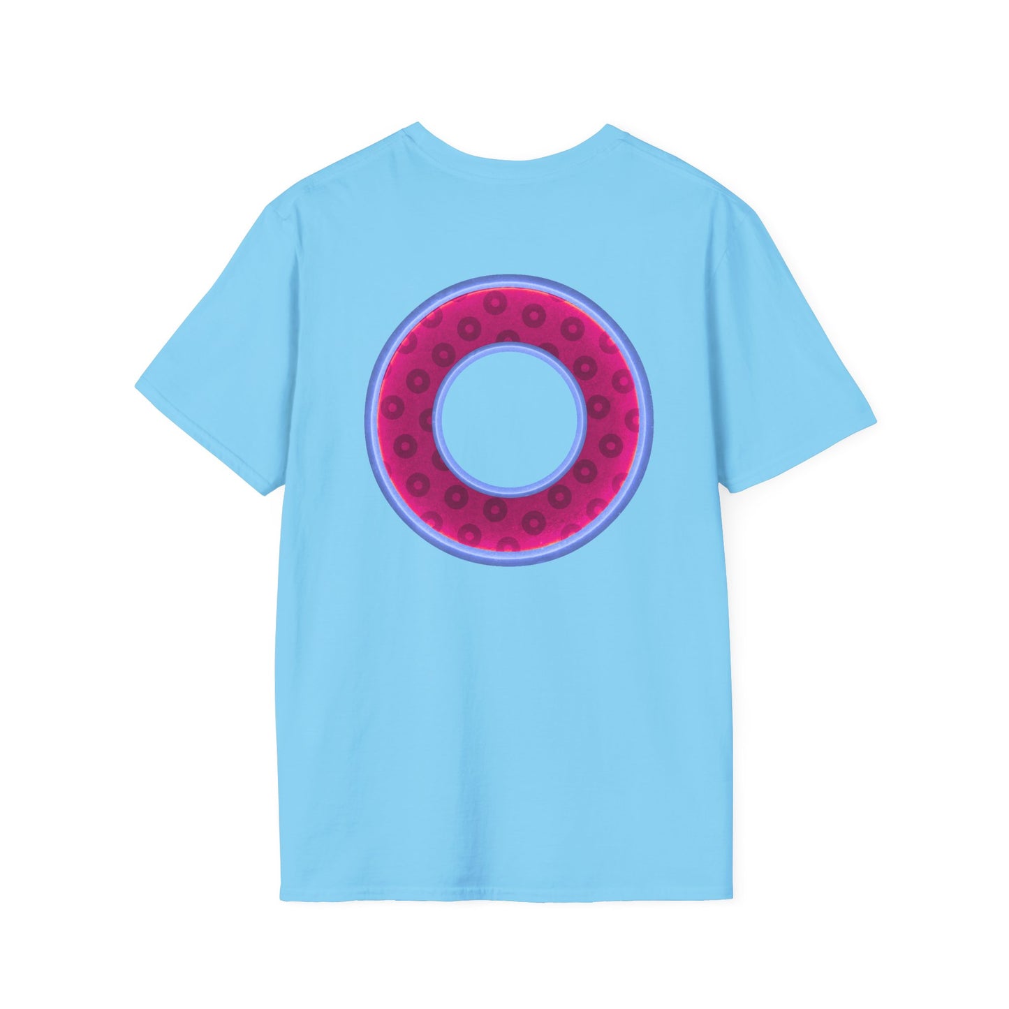 Plain Donuts/Unisex Soft-Style - "Plain Wide Mouthed Paradoxical Donuts" - dark magenta/light blue donuts