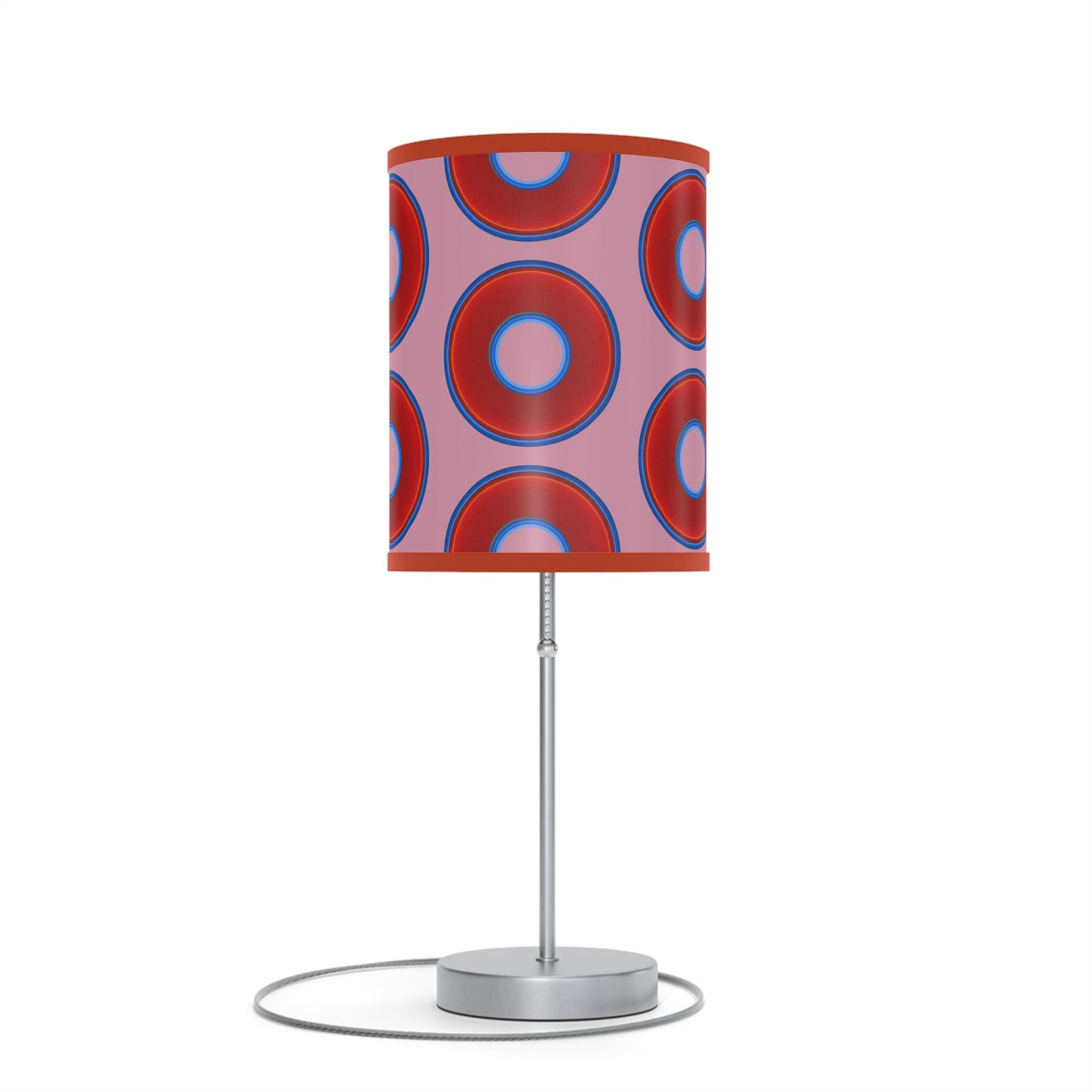 Lumpy Accent Lamps - red vivid donuts w/pale magenta background