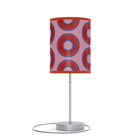 Lumpy Accent Lamps - red vivid donuts w/pale magenta background
