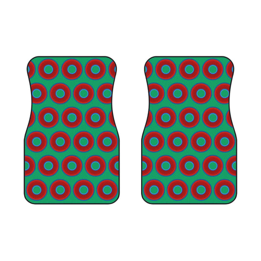 Contacted Car Mats - Set of 2/Front - vivid donut print w/jade green background