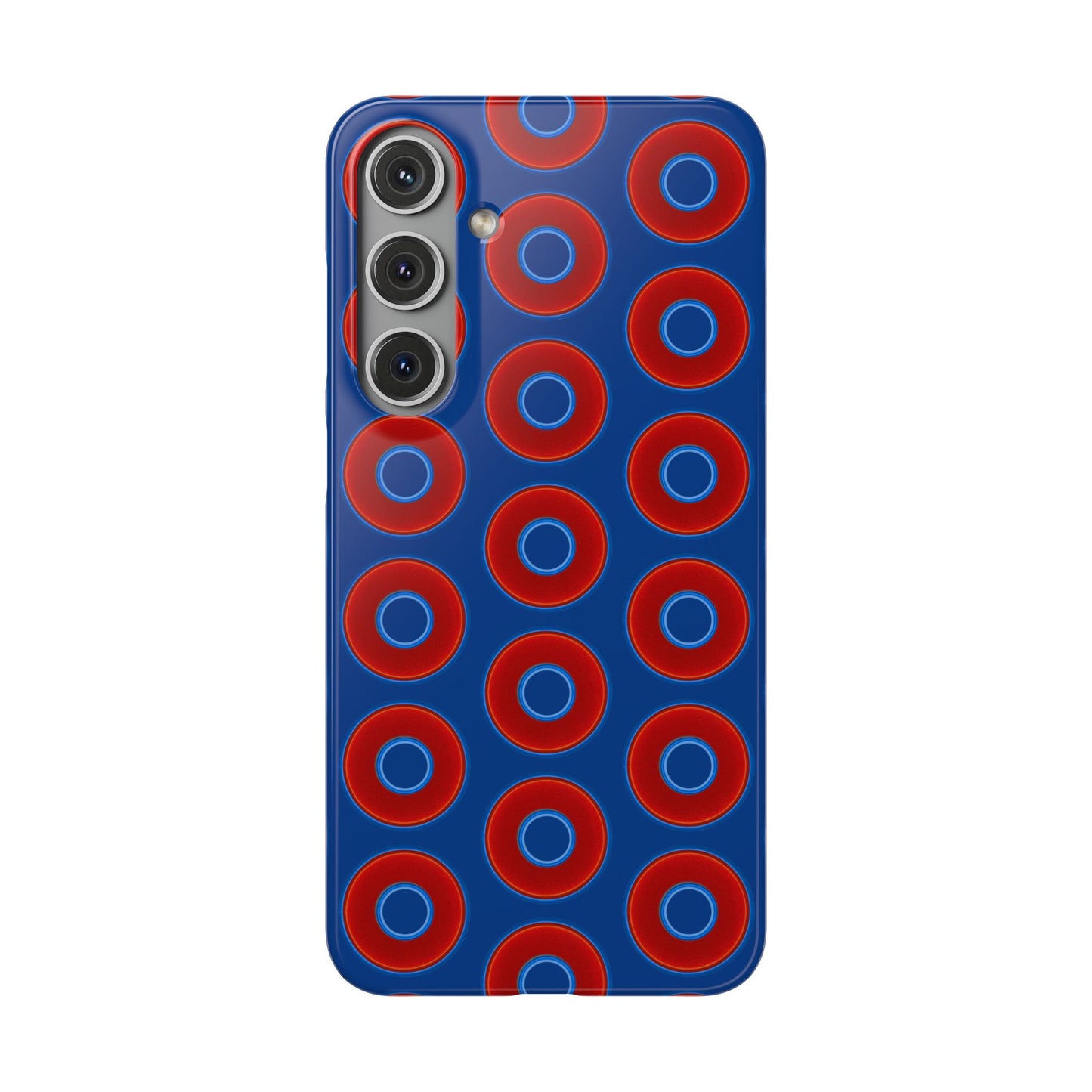Lumpy Donut Snap Case - red vivid donut print w/dark blue background