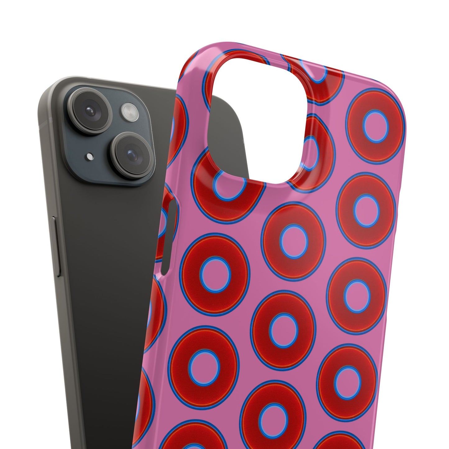 Lumpy Donut Snap Case - red vivid donut print w/light pink background