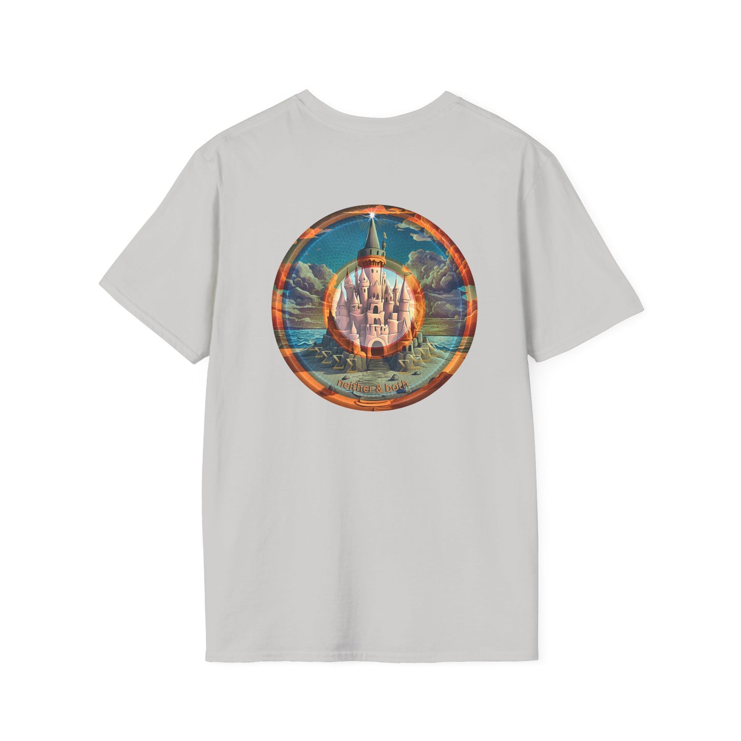 Classic Donut Tee - Unisex Soft-Style - "The Donut that Tides Never Reached" - series 1.0  - variant 2 - neither/both - blue/orange donut