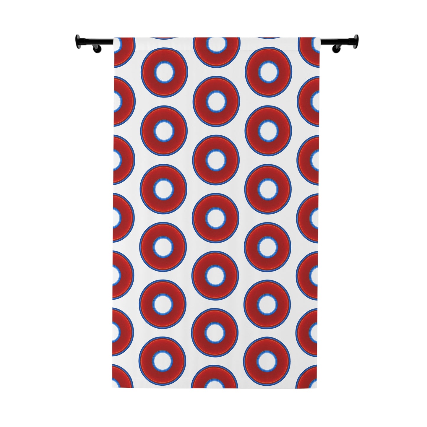 Lump's Heady Curtain w/Donuts - vivid red donut print - w/white background - [*1 Piece / 50" x 84"]