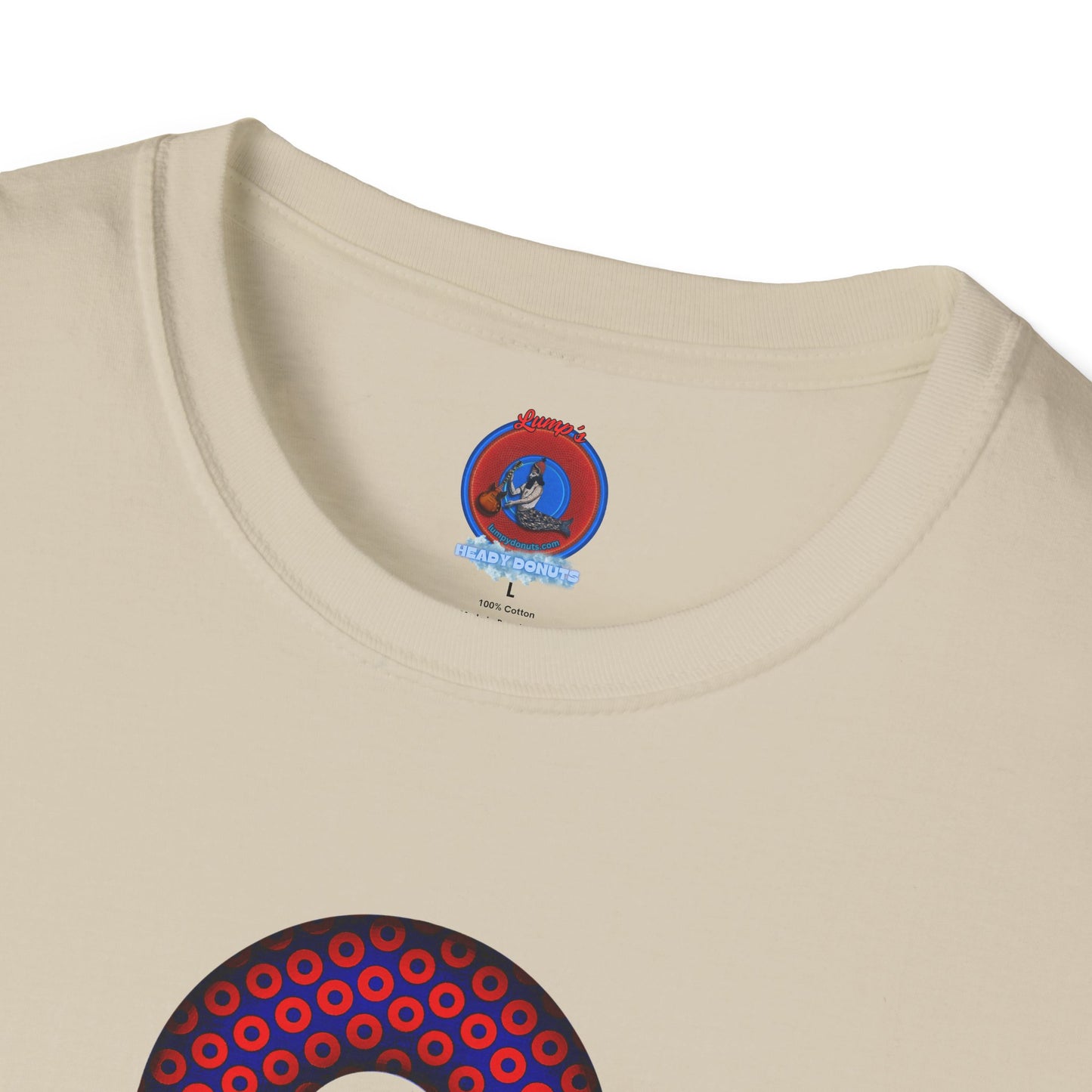 Plain Donuts/Unisex Soft-Style - "Plain Paradoxical Grided Donuts" - red/blue donuts