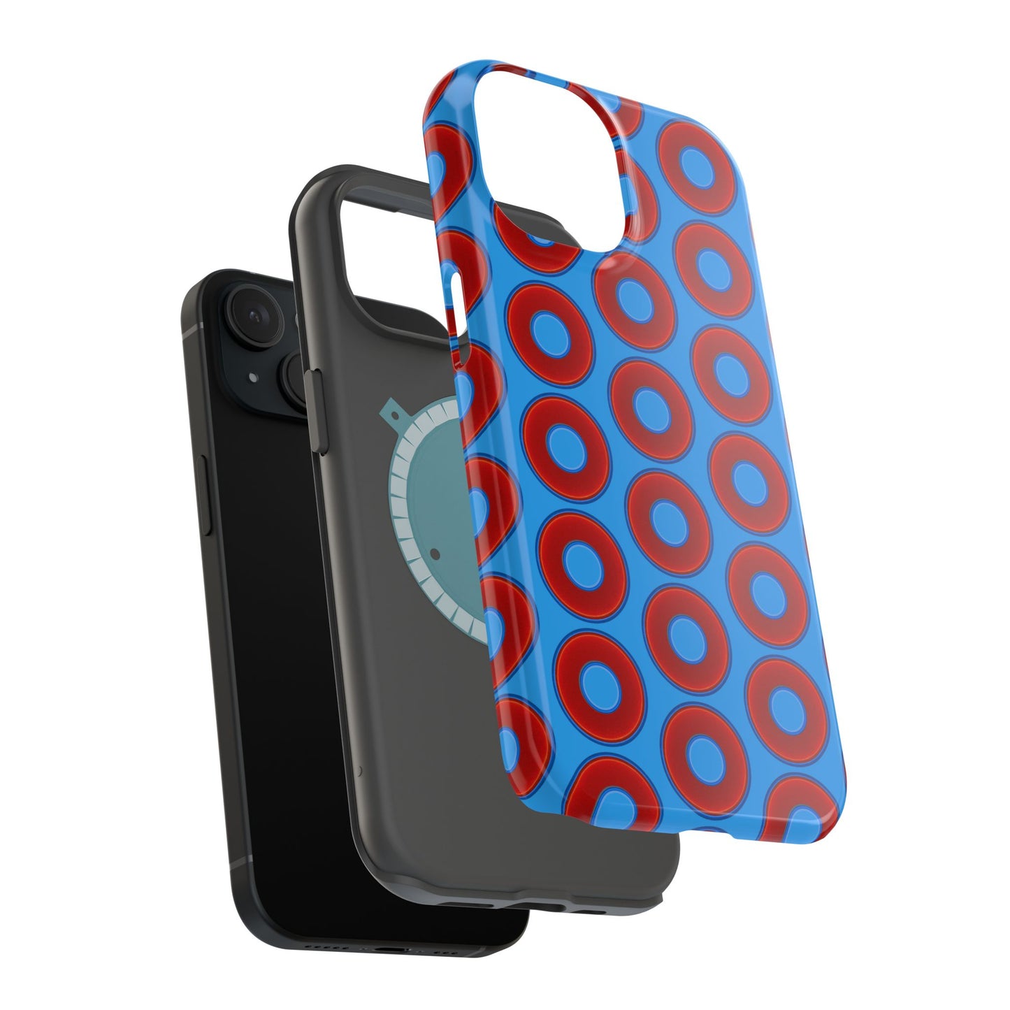 Magnetic Tough Donut Case - red vivid donut print w/sky royal blue background