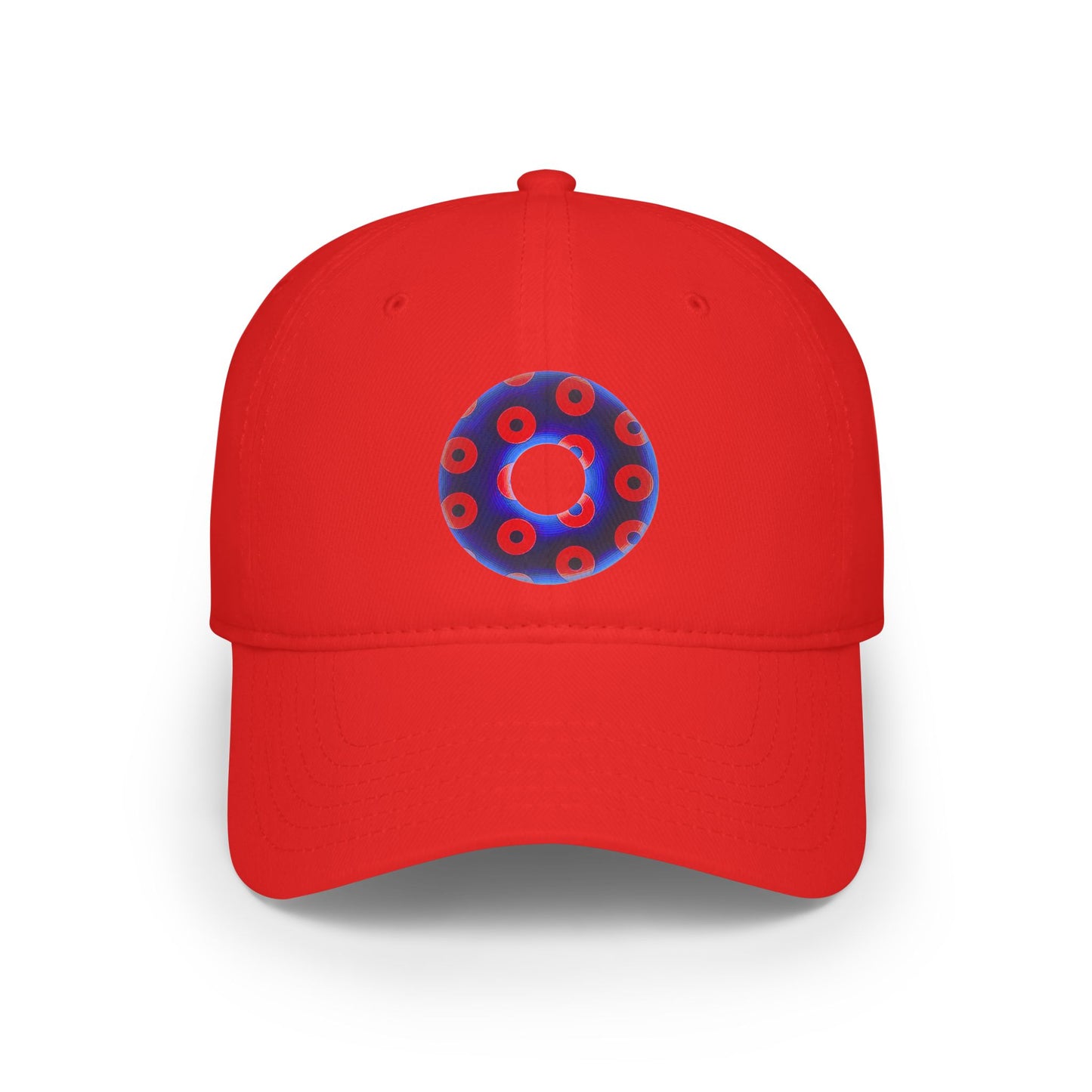 Lumpy Donut Baseball Cap - "Plain [Mary] Jane" - paradoxical dark blue/red blimpy donut w/