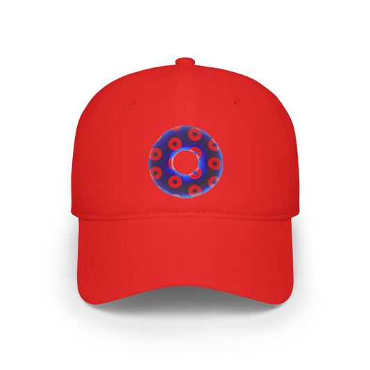 Lumpy Donut Baseball Cap - "Plain [Mary] Jane" - paradoxical dark blue/red blimpy donut w/