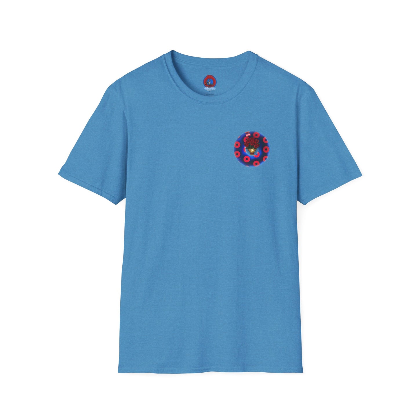 Classic Donut Tee - Unisex Soft-Style - "Donuts of Phreedom" - red/blue paradoxical blimpy donut