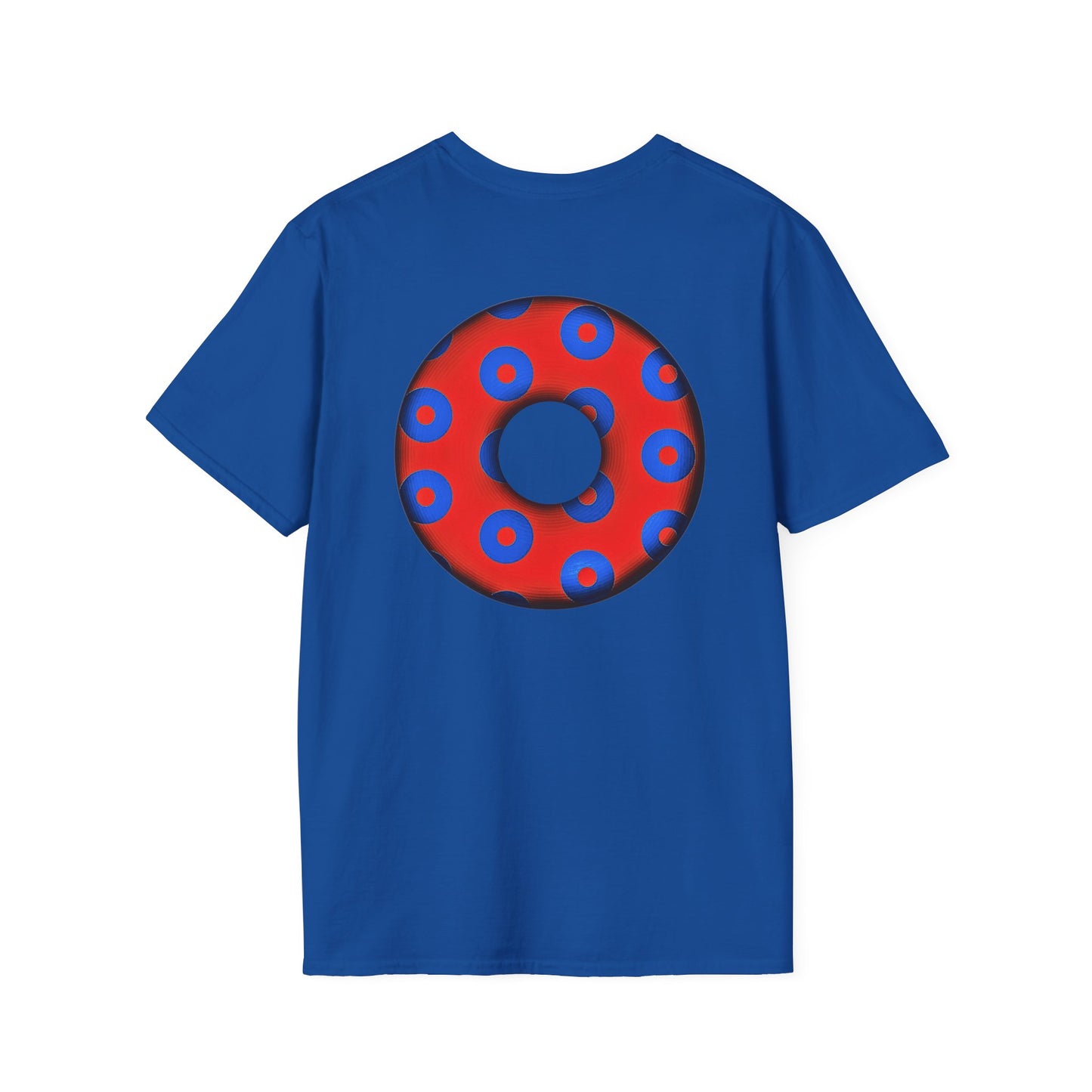 Plain Donuts/Unisex Soft-Style - "Plain Blimpy Paradoxical Donuts" - red/blue donuts
