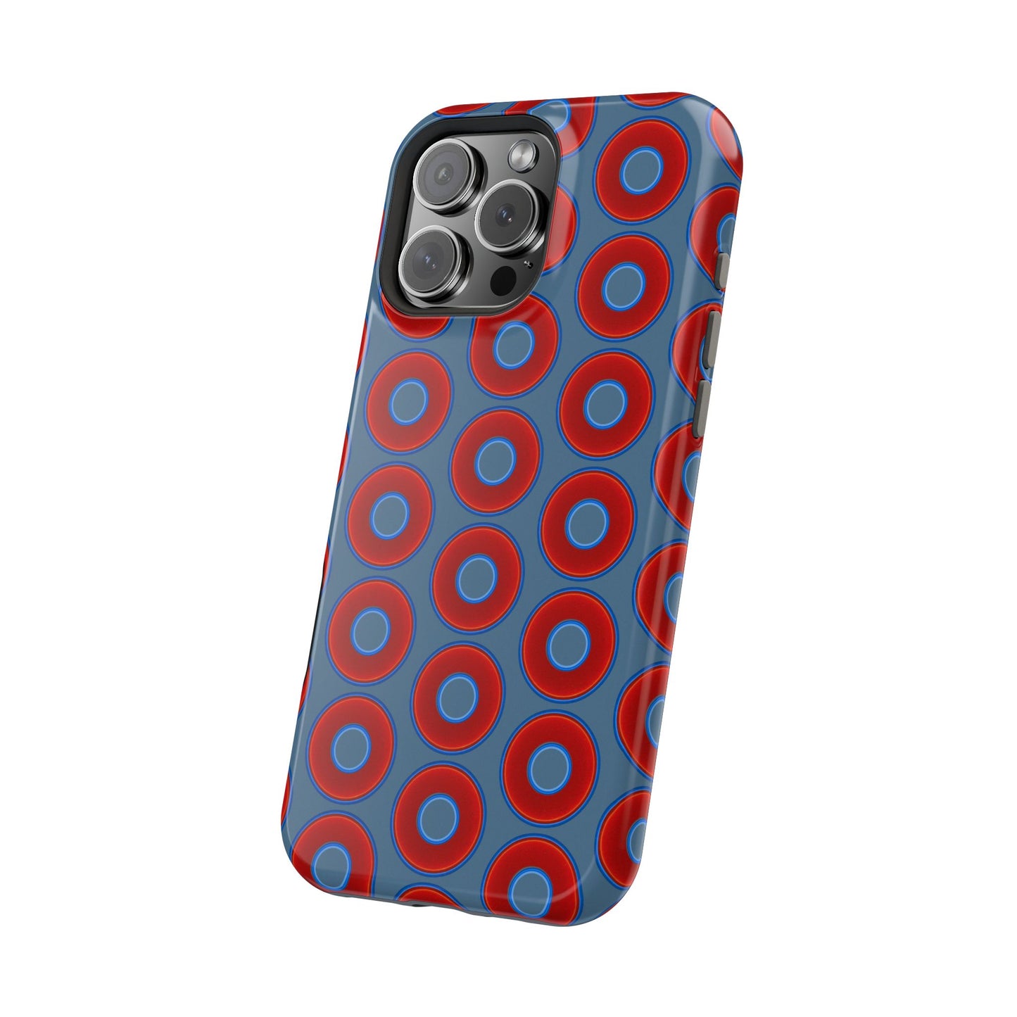 Magnetic Tough Donut Case - red vivid donut print w/steel blue background