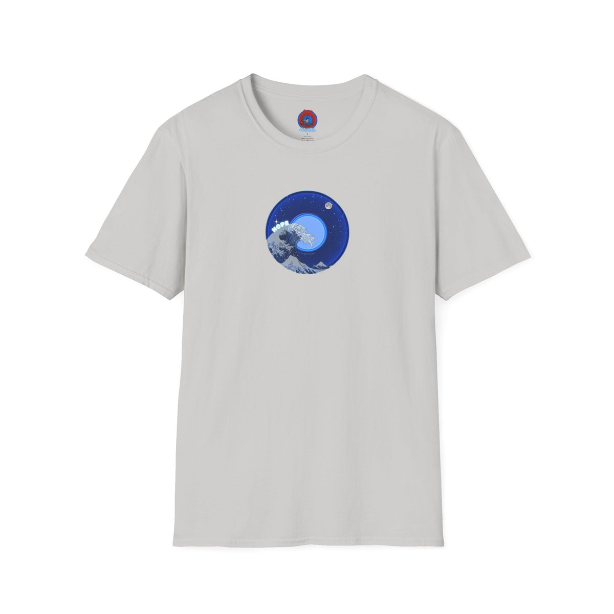 Classic Donut Tee - Unisex Soft-Style - "The Hopeful Waving Donut" - variant 2 - vivid blue donut