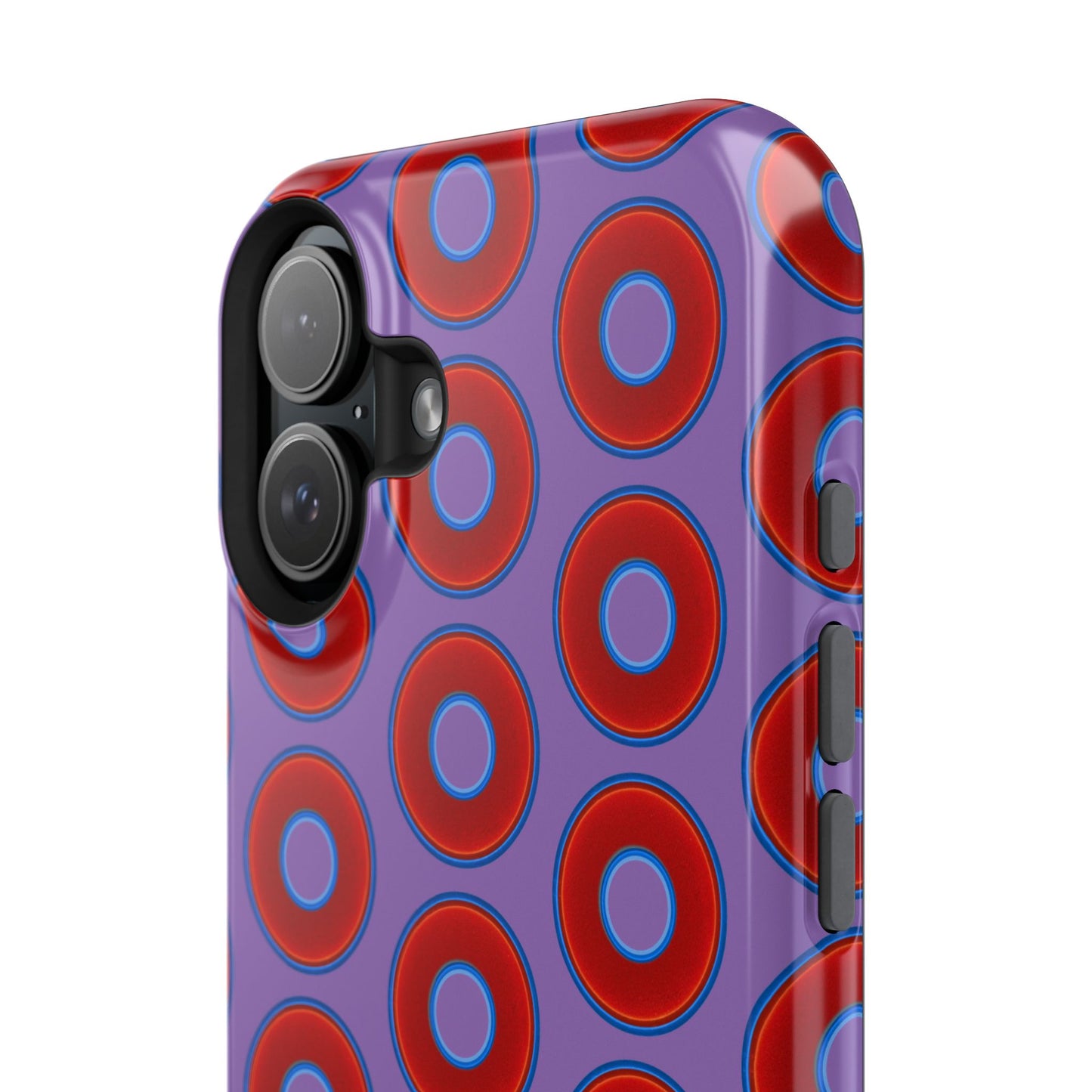 Impact-Resistant Lumpy Donut Case - red vivid donut print w/light purple background