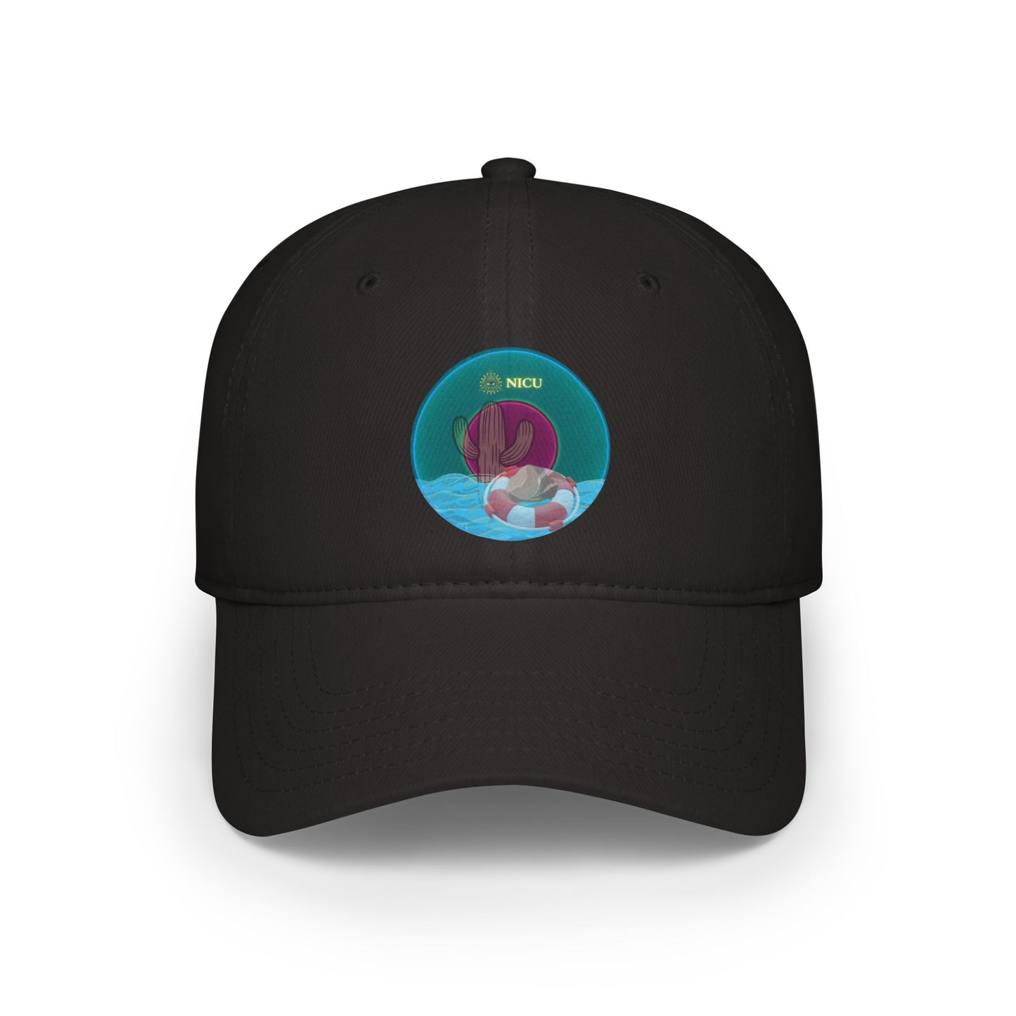 Lumpy Donut Baseball Cap - "The Donut Cap that Conveys" - dark teal vivid donut w/