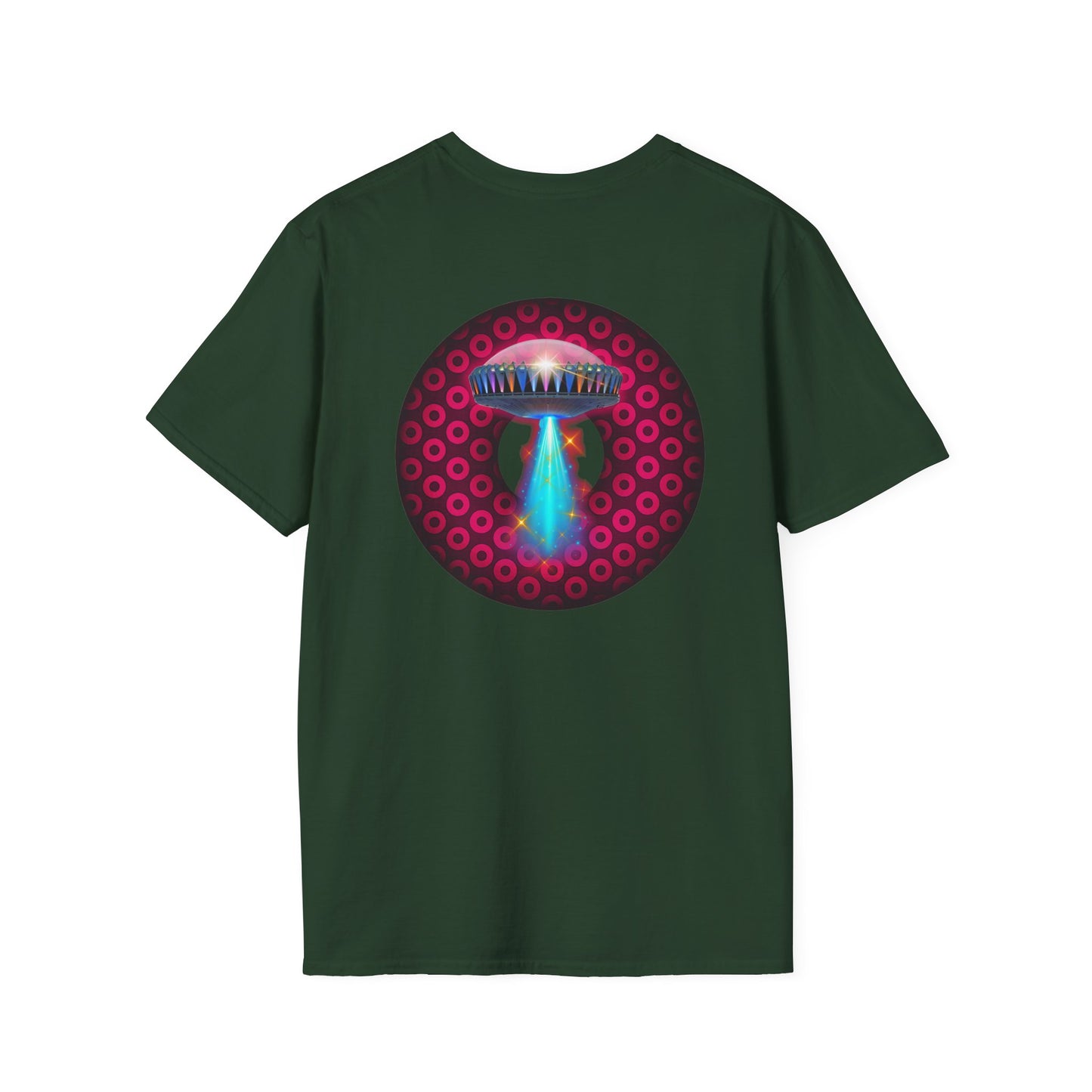 Classic Donut Tee - Unisex Soft-Style - "Donuts now Served on the Mothership" - series 1.0  - variant 2  - red/red paradoxical donut