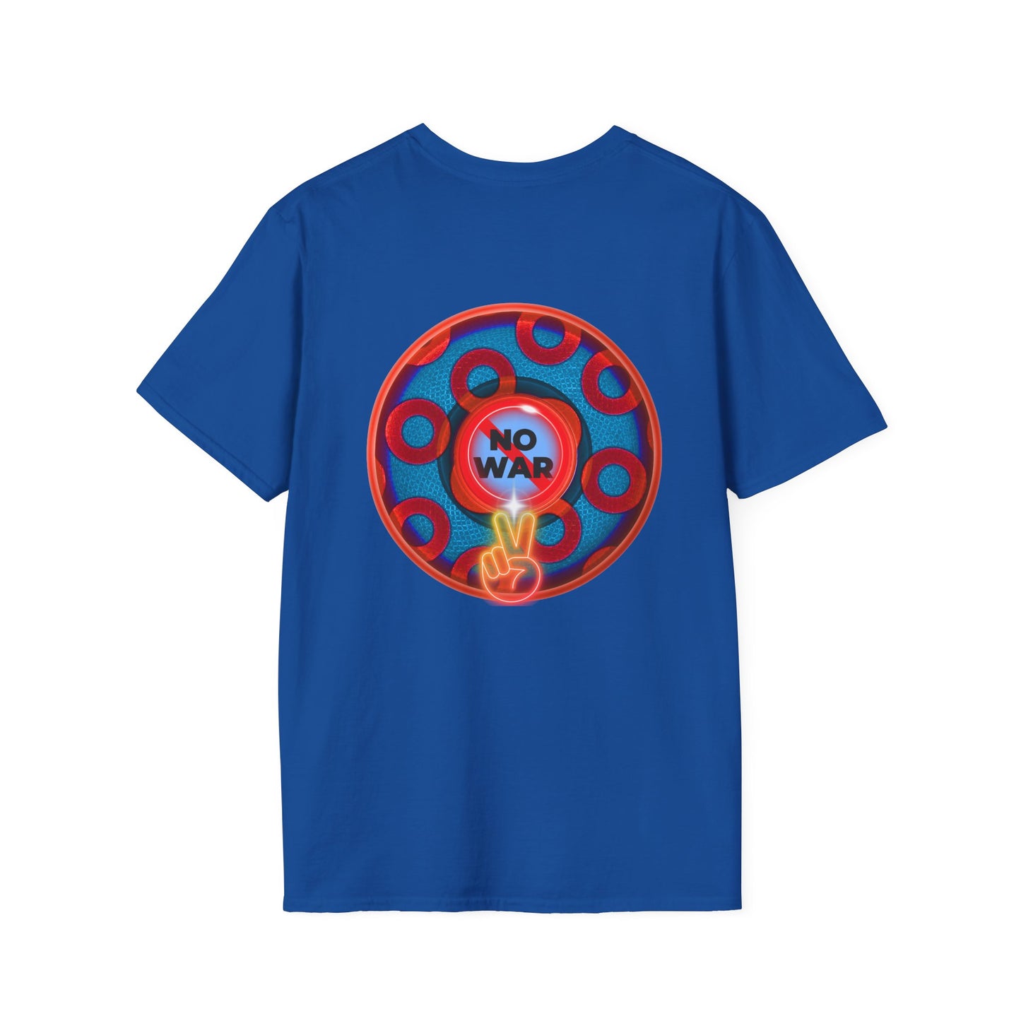 Classic Donut Tee - Unisex Soft-Style - "Peace of Donut" - blue/red paradox donut - [*charitable print - 50% of profit to Alliance for Peacebuilding]