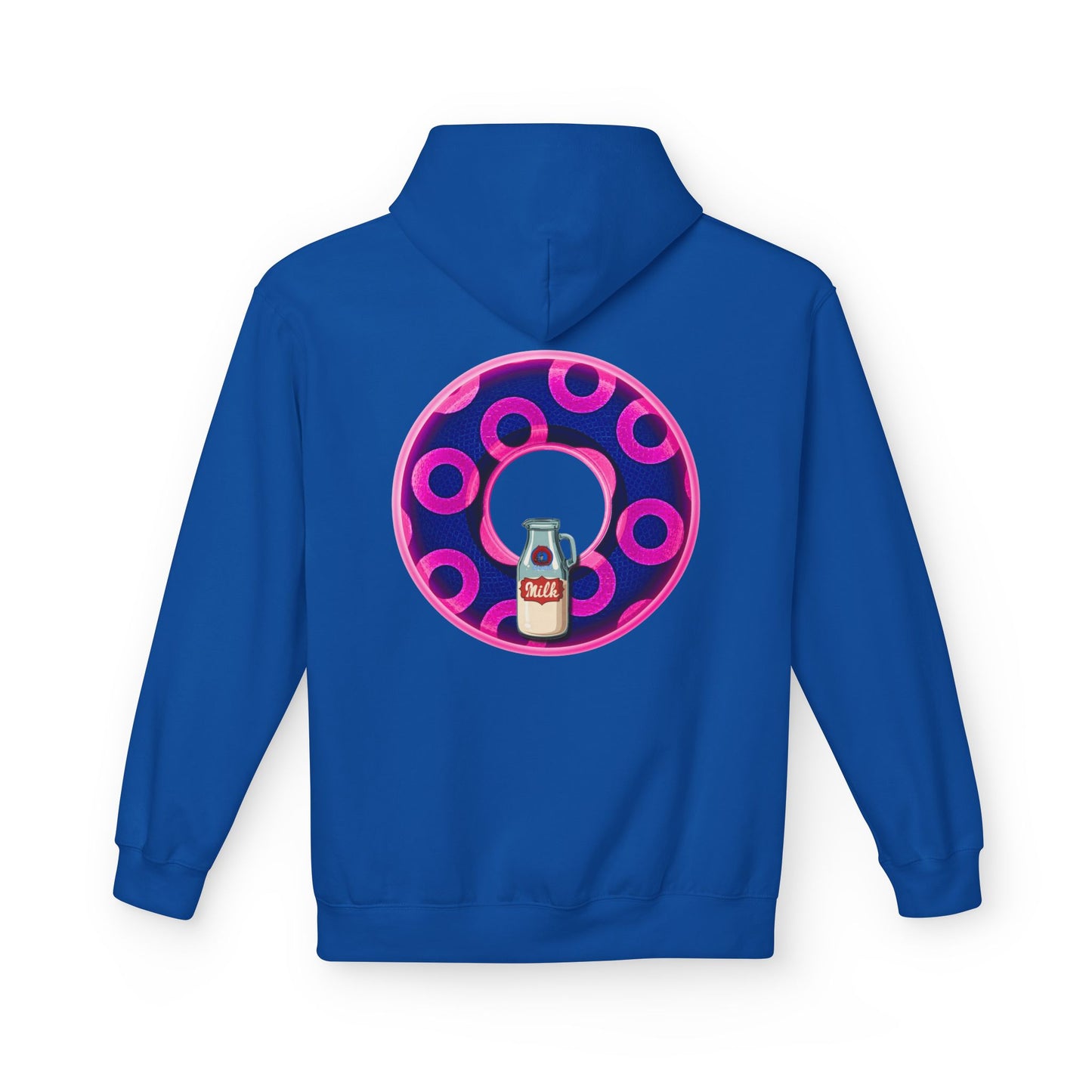 Fleece Harry Hoodies [Midweight Soft-style] - "Wooked Cream Dairy - YEMSG Donut" - blue/magenta rustic paradox donut - variant 5