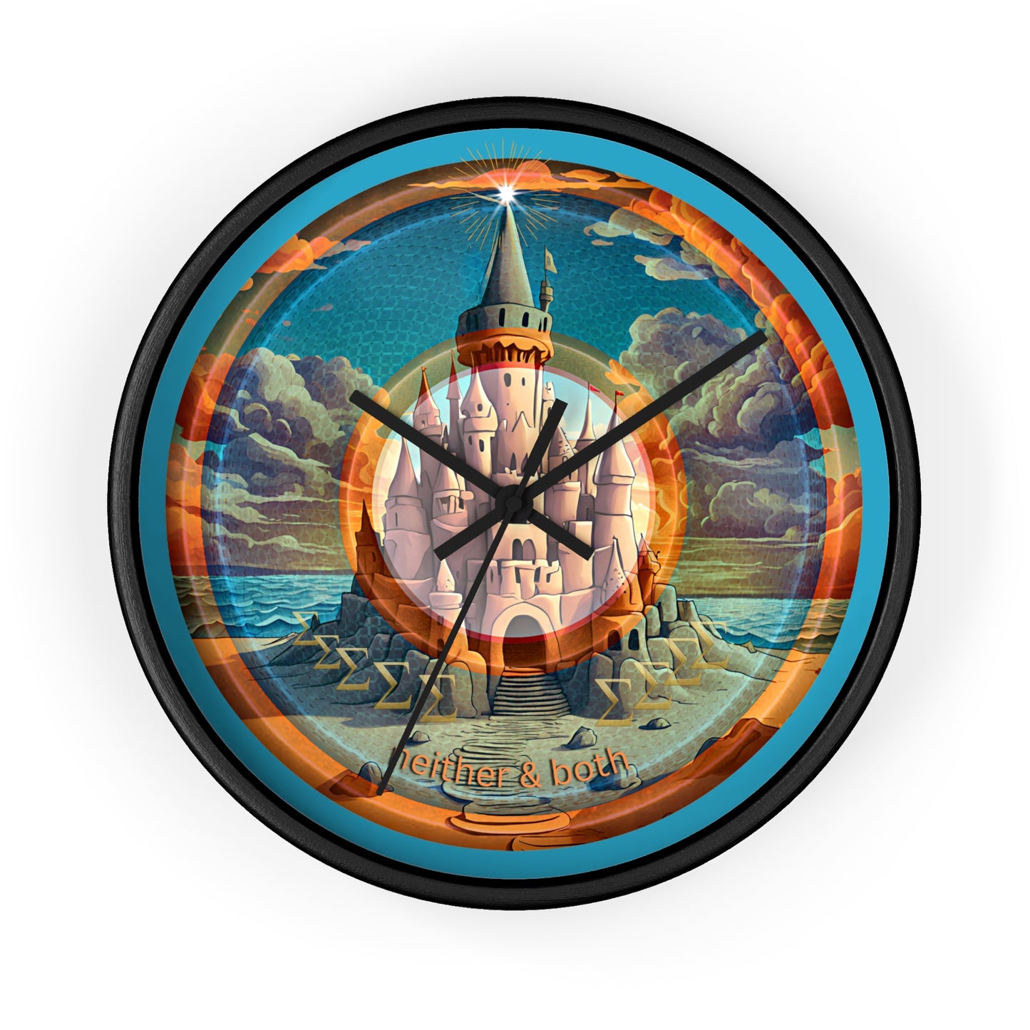 Lumpy Wall Clock - "The Donut Clock that Tides Never Reach" - variant 2 - rustic pic donut w/turquoise background
