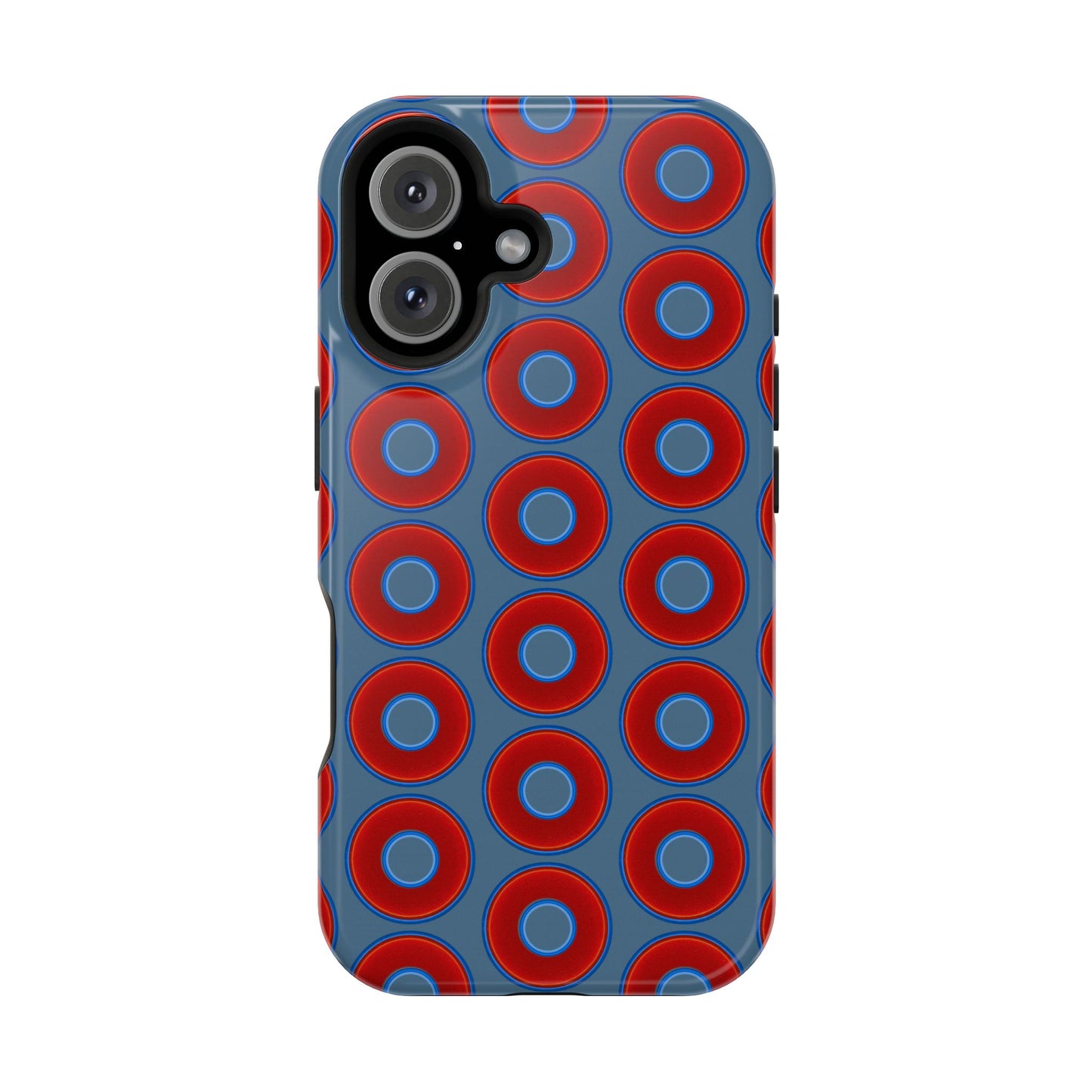 Magnetic Tough Donut Case - red vivid donut print w/steel blue background