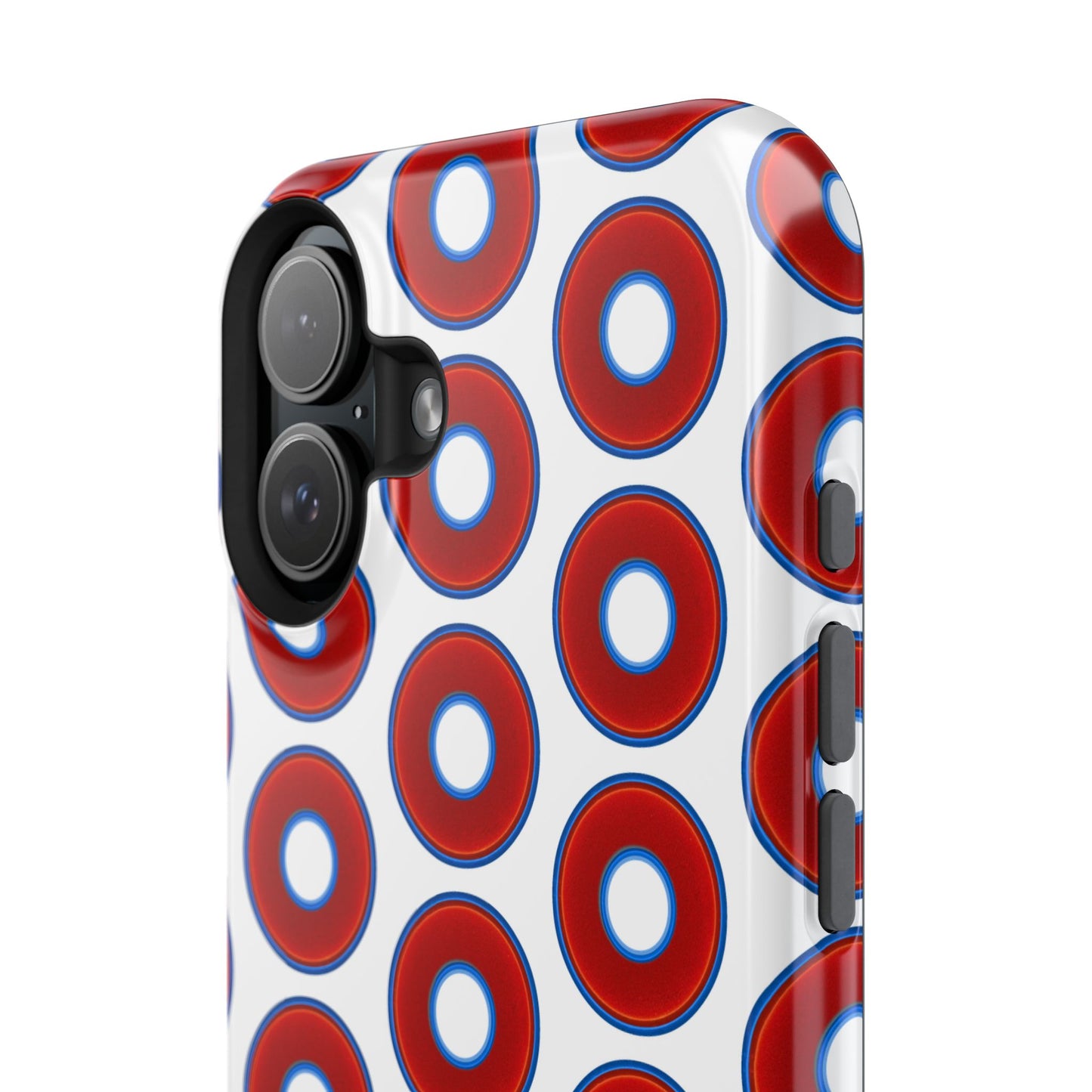 Impact-Resistant Lumpy Donut Case - red vivid donut print w/white background