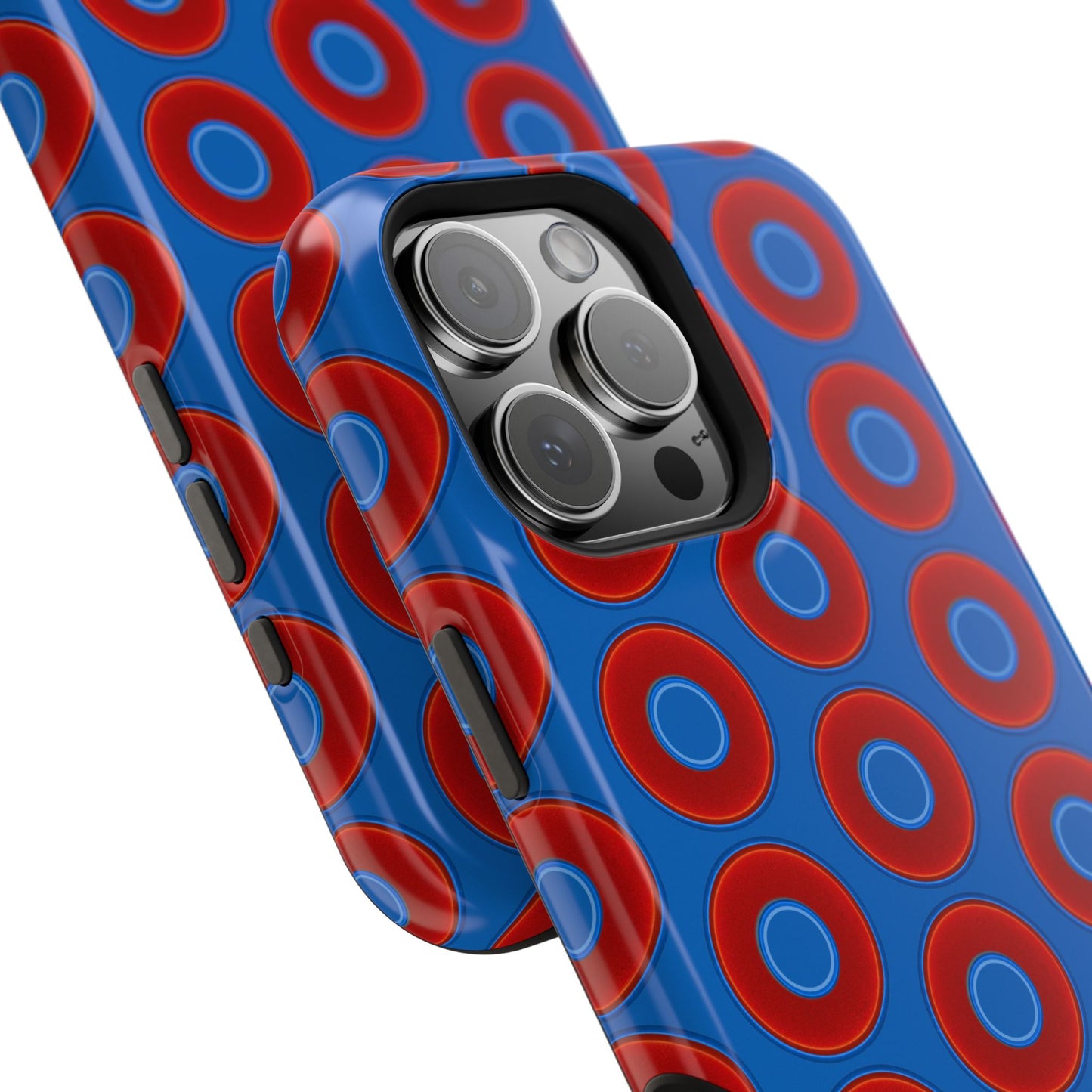 Magnetic Tough Donut Case - red vivid donut print w/dark royal blue background