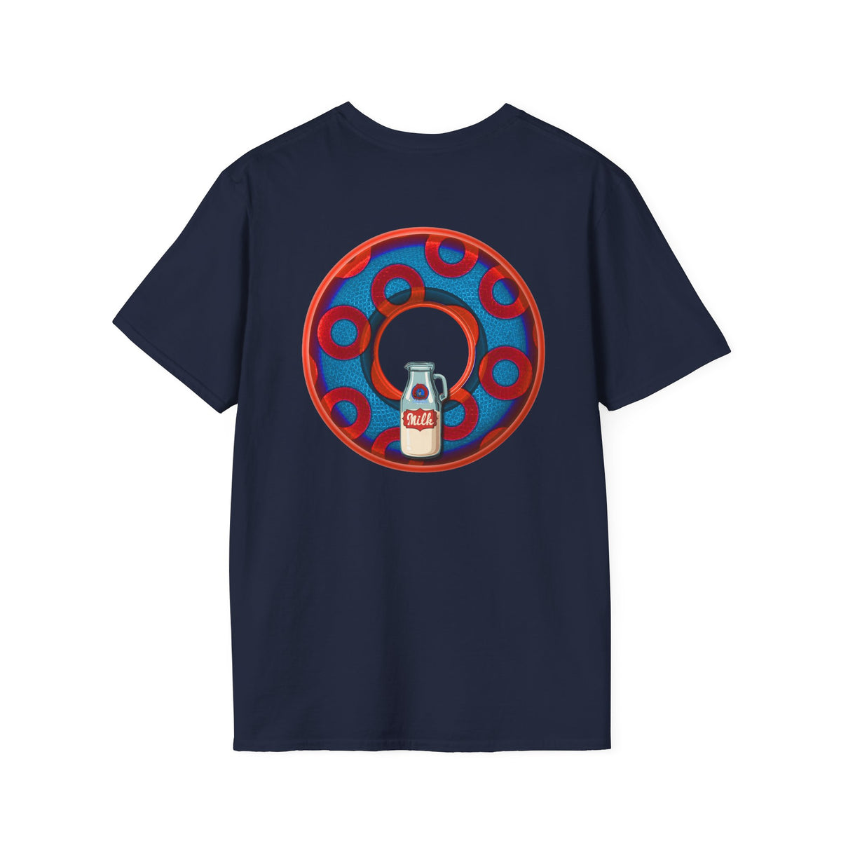 Classic Donut Tee - Unisex Soft-Style - "Wooked Cream - YEMSG Donut " - blue/red rustic paradox donut - variant 1