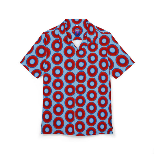 Wilson's 'Epic Hawaiian-Punch' Shirt - vivid red donut print w/light royal blue background [unisex]