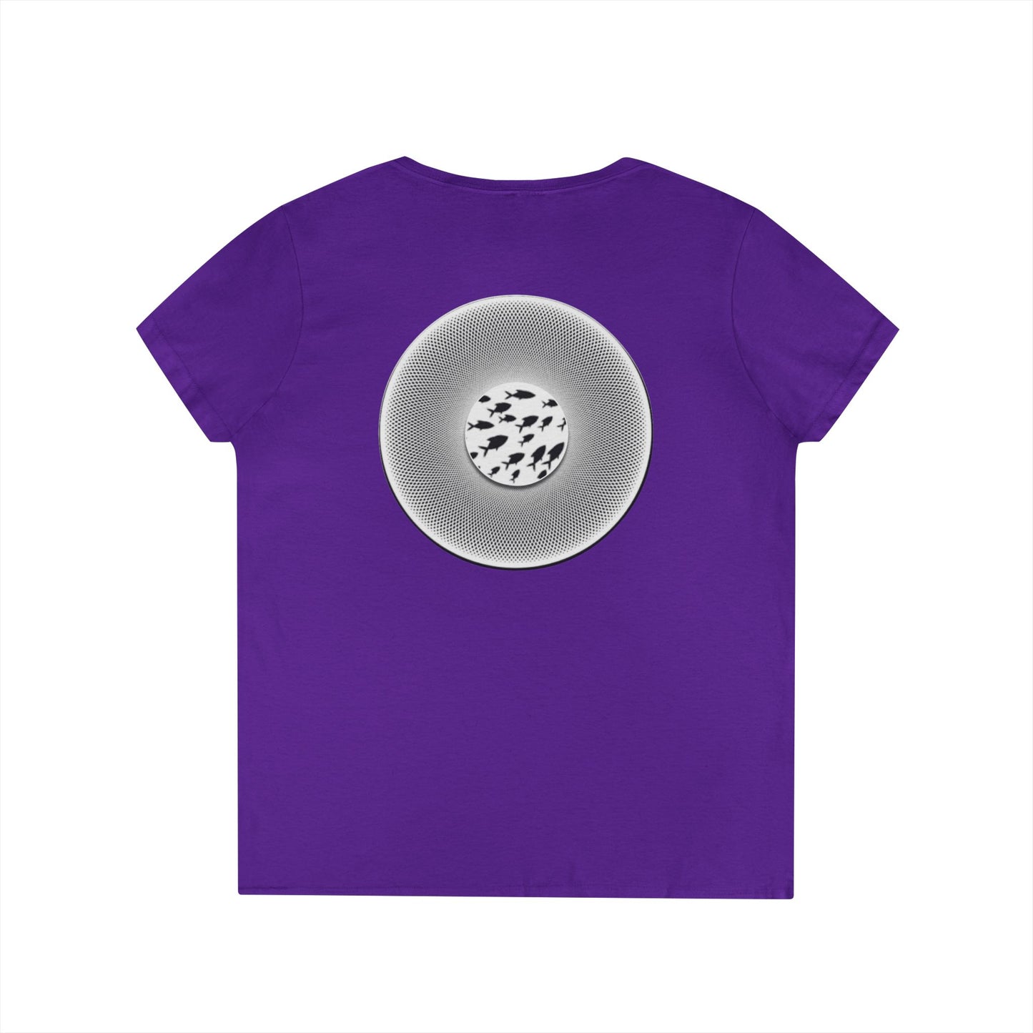 Women's Donut V-Neck Tee - "If I'm Swimming By" - variant 1 - white/black phatty donut w/