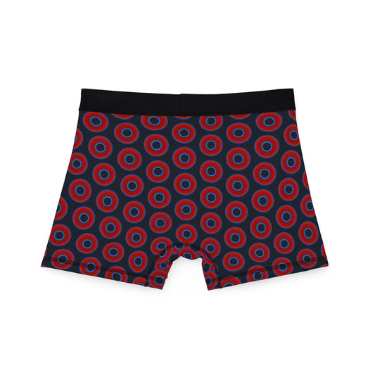 Men's Donut Boxers - red vivid donuts w/charcoal blue background