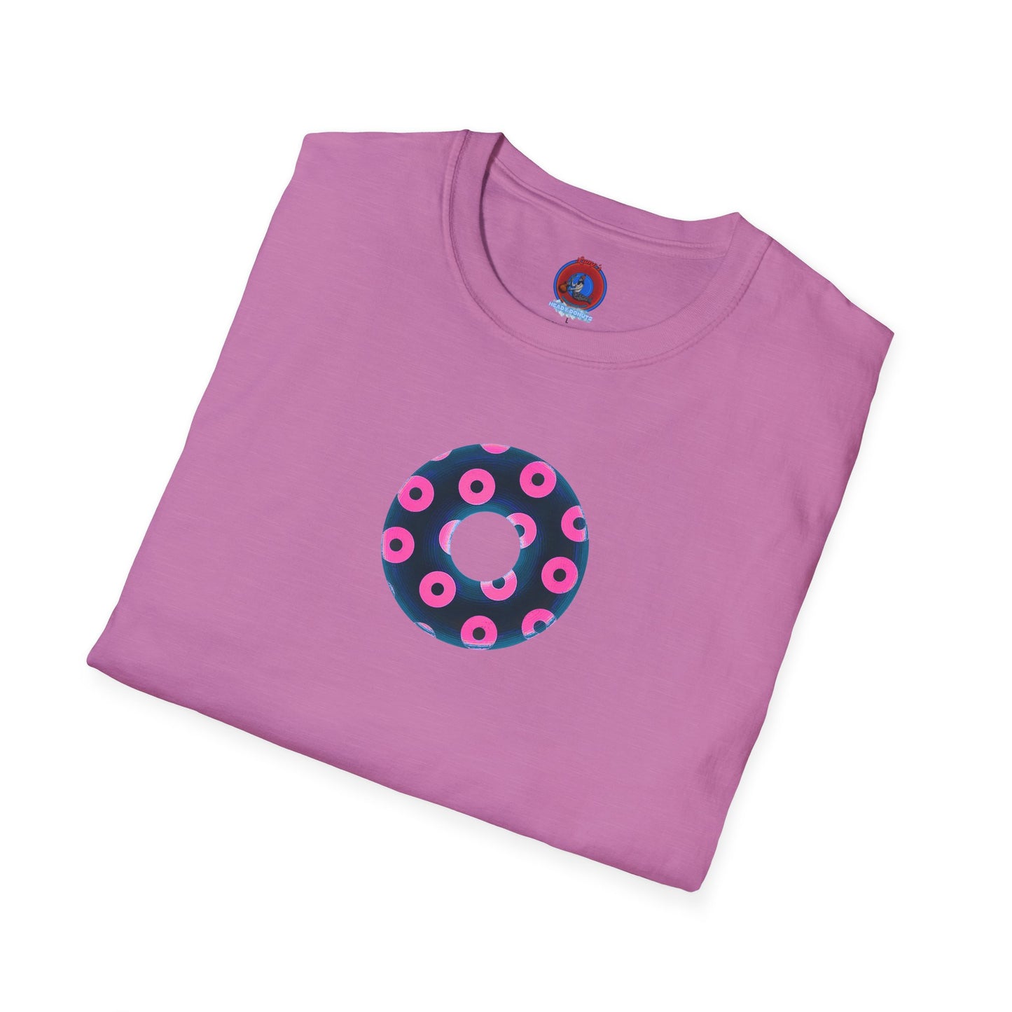 Copy of Plain Donuts/Unisex Soft-Style - "Plain Blimpy Paradoxical Donuts" - dark steel blue/vivid magenta donuts