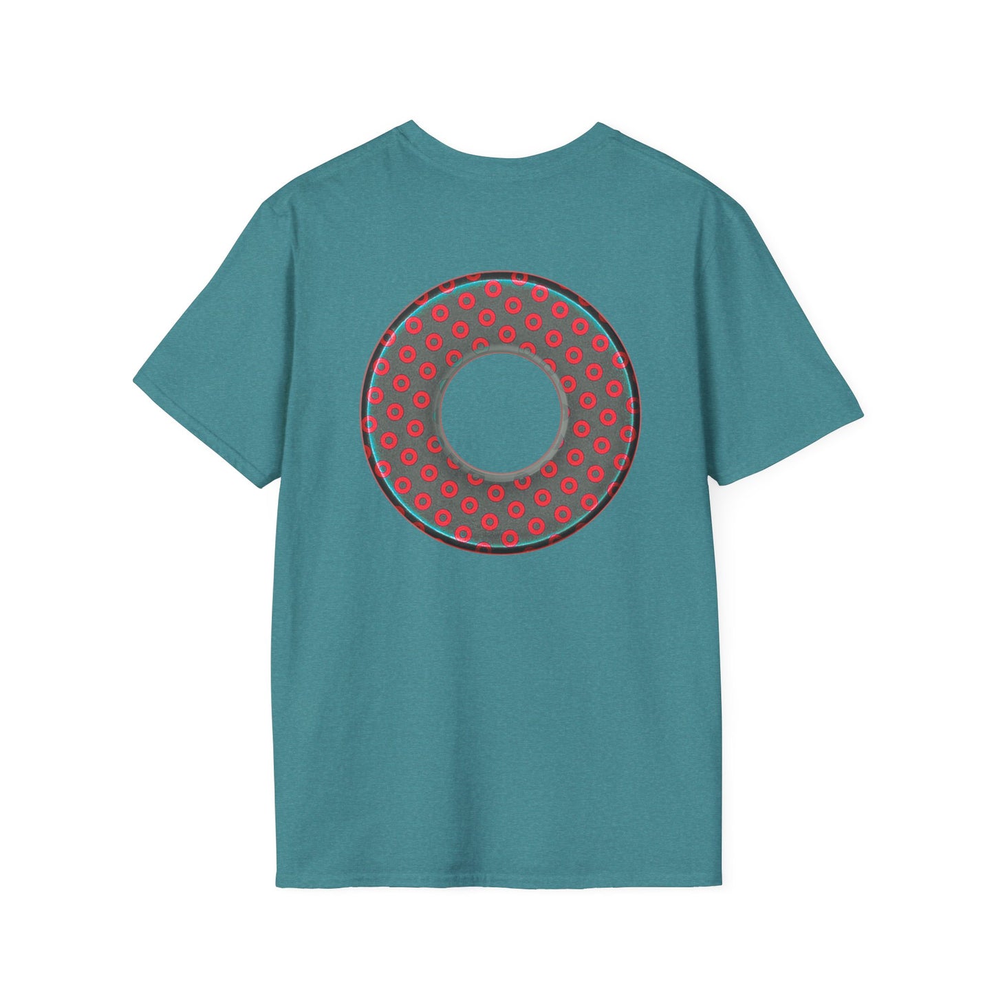 Plain Donuts/Unisex Soft-Style - "Plain Electric Paradoxical Donuts" - dark teal/red donuts