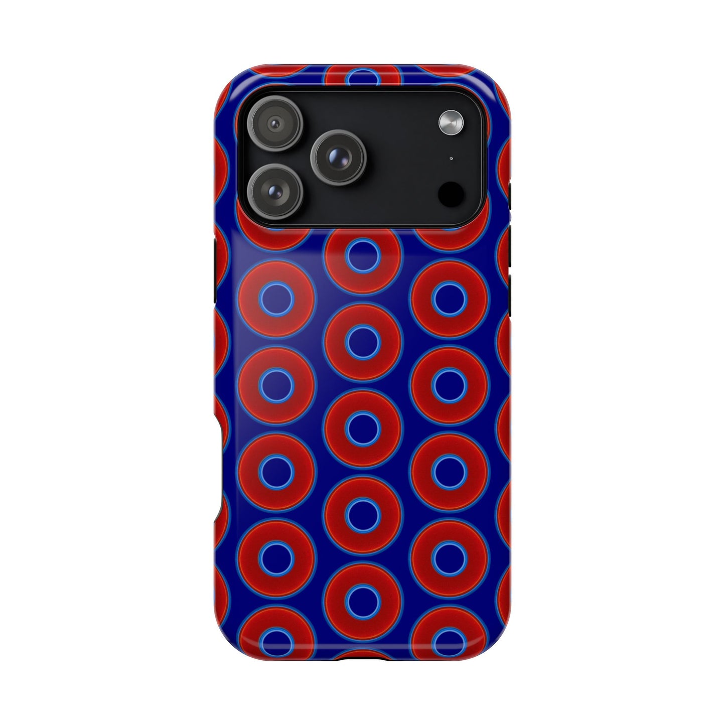 Magnetic Tough Donut Case - red vivid donut print w/vivid navy blue background