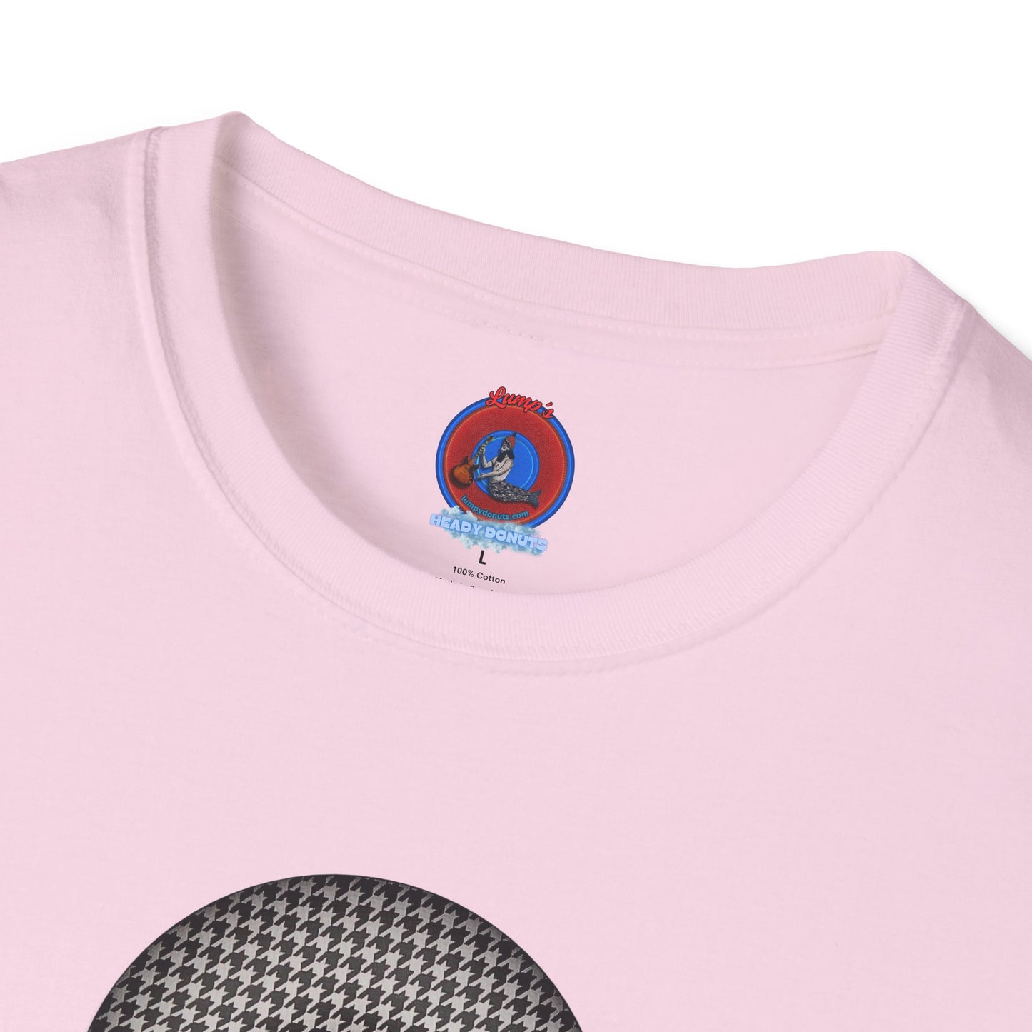 Classic Donut Tee - Unisex Soft-Style - "Ricky's High Phasion Trailer Park Donut" - houndstooth donut