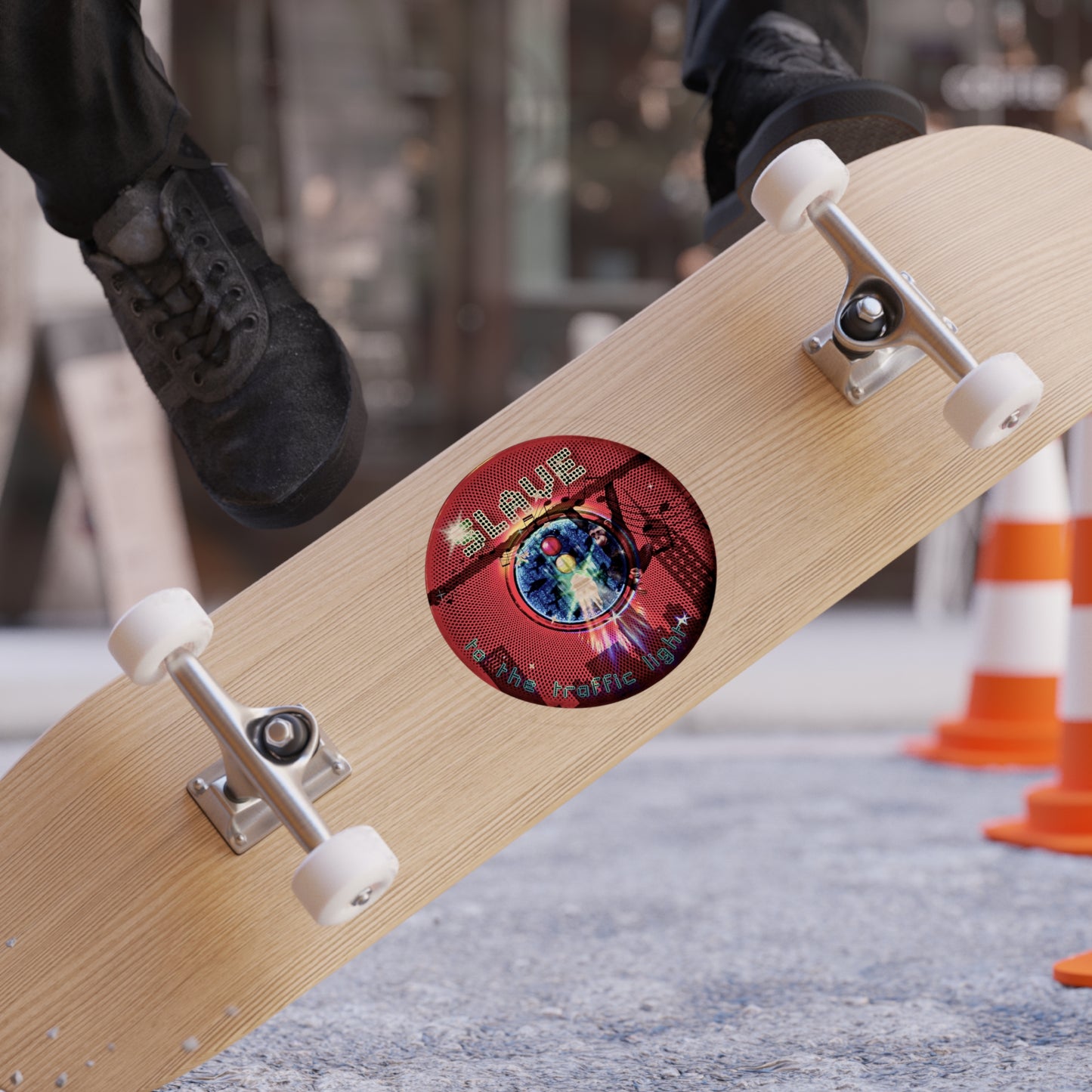 Donut Bumper/Outdoor Sticker - "Slave to this Donut Bumper Sticker" - series 1.0 - red donut - [Die-Cut] 6"x 6"