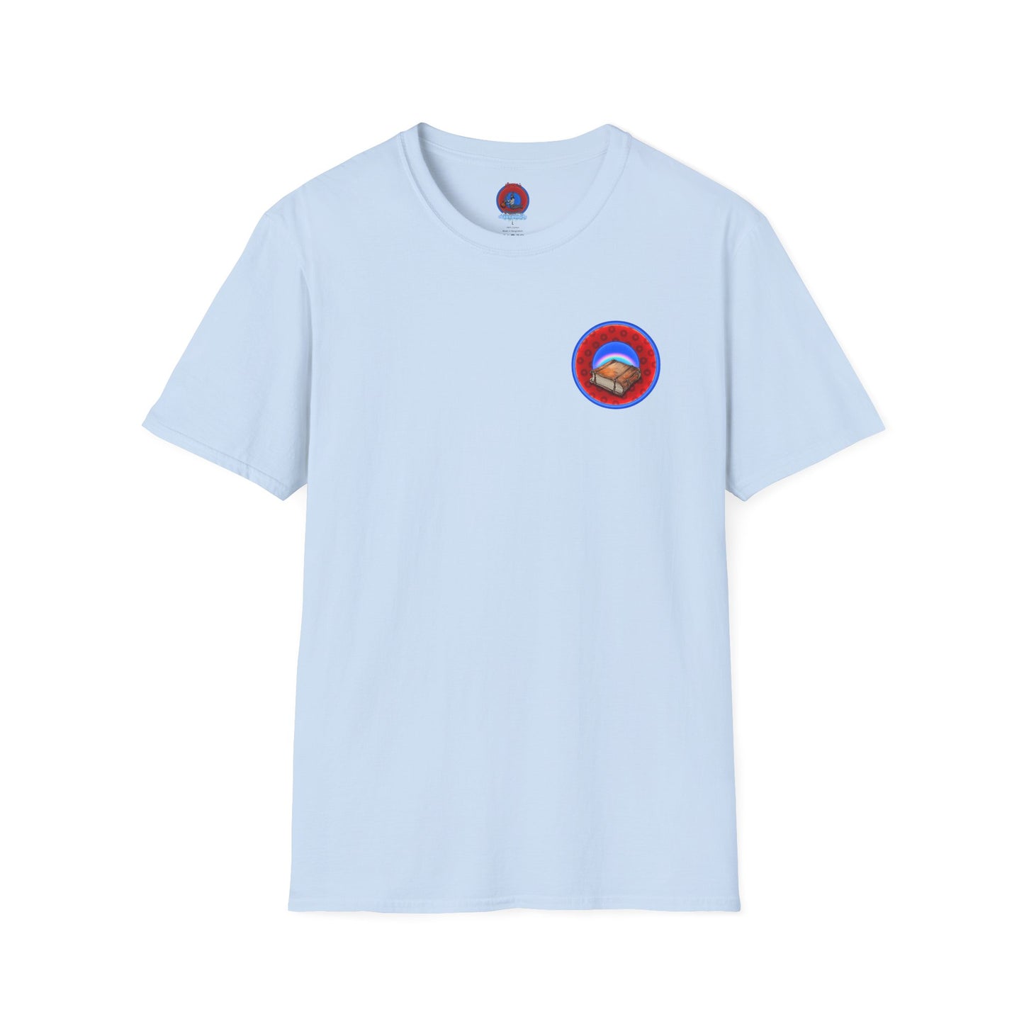 Classic Donut Tee - Unisex Soft-Style - "Read the F'ing Donut Book" - paradoxical widemouthed red/blue donut - variant 2