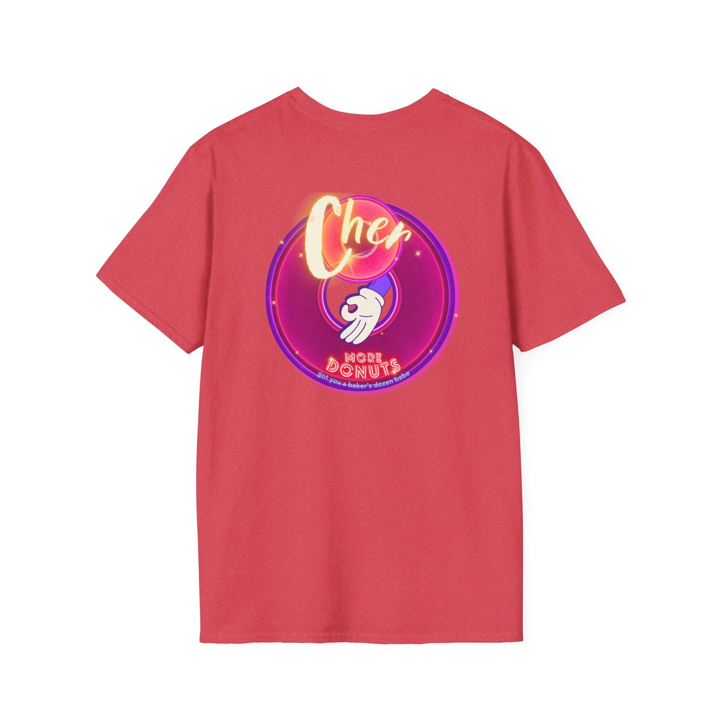 Classic Donut Tee - Unisex Soft-Style - "Cher-ing is Caring" - series 1.0  - variant 1 - magenta donuts [*charitable donut]
