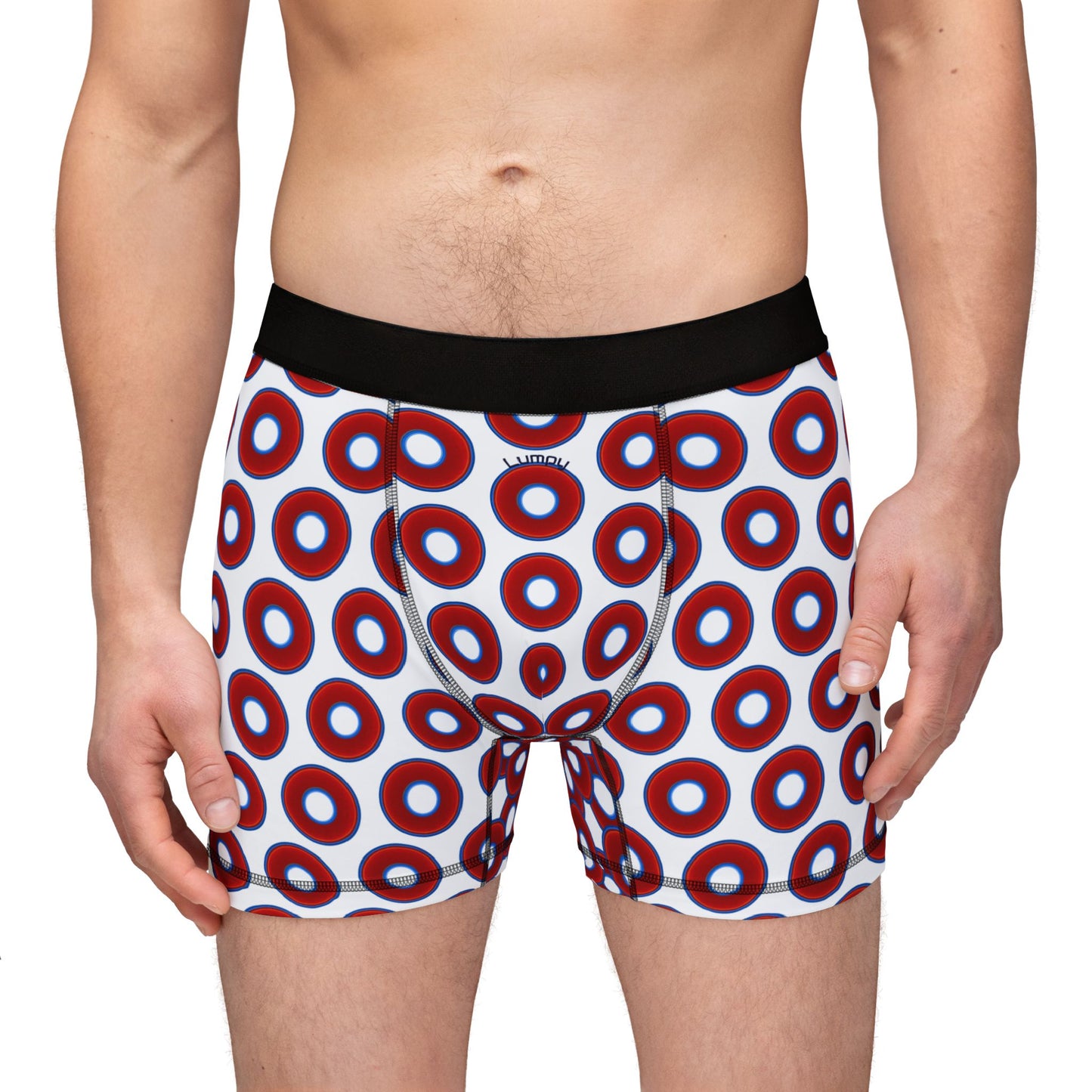 Men's Donut Boxers - red vivid donuts w/white background