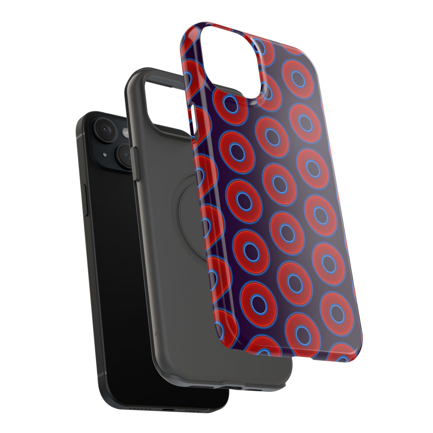 Impact-Resistant Lumpy Donut Case - red vivid donut print w/midnight purple background