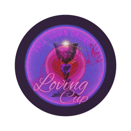 Round Room - 5 ft x 5 ft Lumpy Donut Rug - "The Loving Donut Rug" - vivid magenta donut w/midnight purple background [*Charitable Donut]