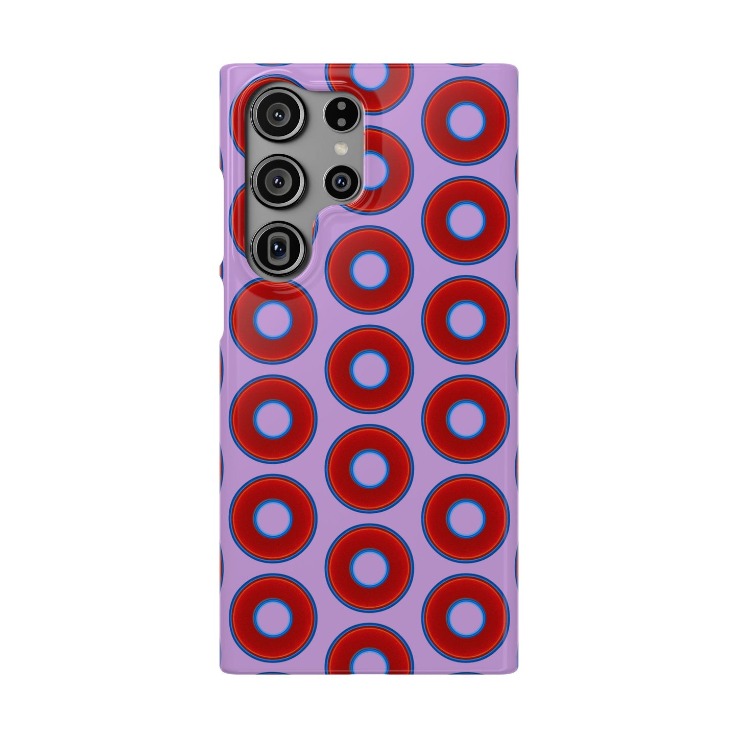 Lumpy Donut Snap Case - red vivid donut print w/wisteria purple background