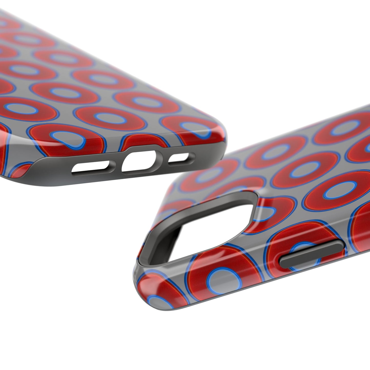 Magnetic Tough Donut Case - red vivid donut print w/gray background