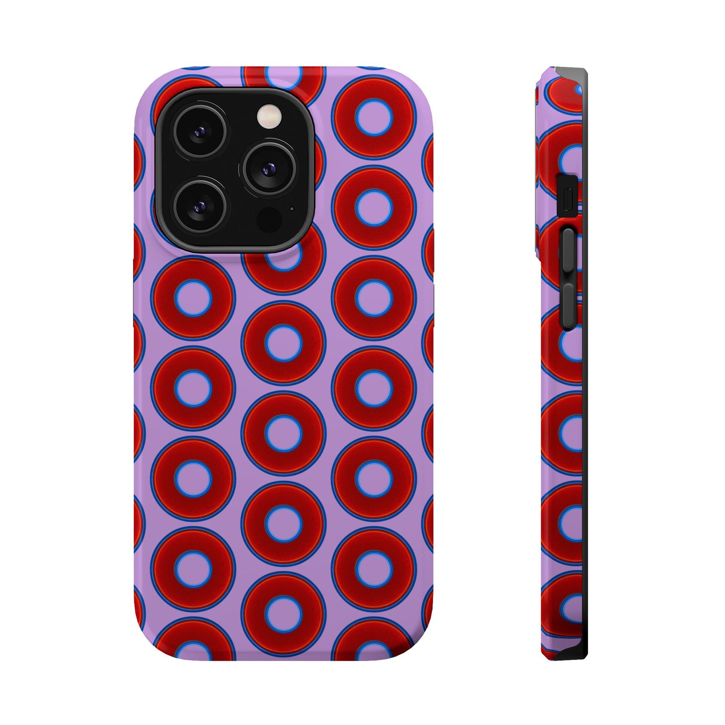 Magnetic Tough Donut Case - red vivid donut print w/wisteria purple background