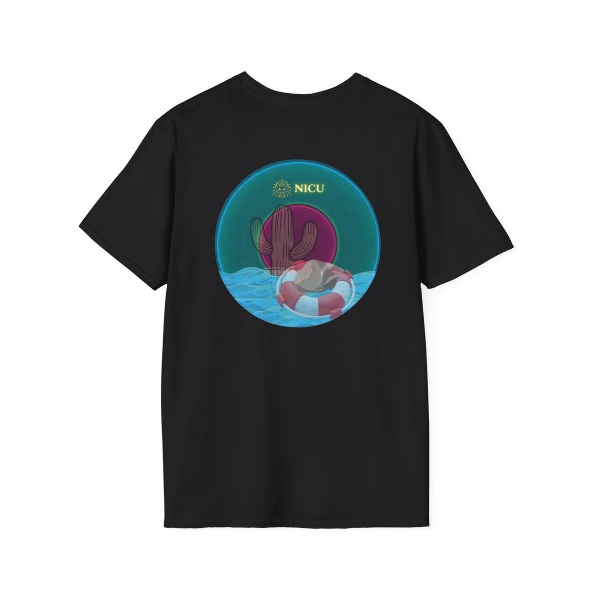 Classic Donut Tee - Unisex Soft-Style - "Masonic Donut of Rites" - series 1.0  - vivid dark teal donut
