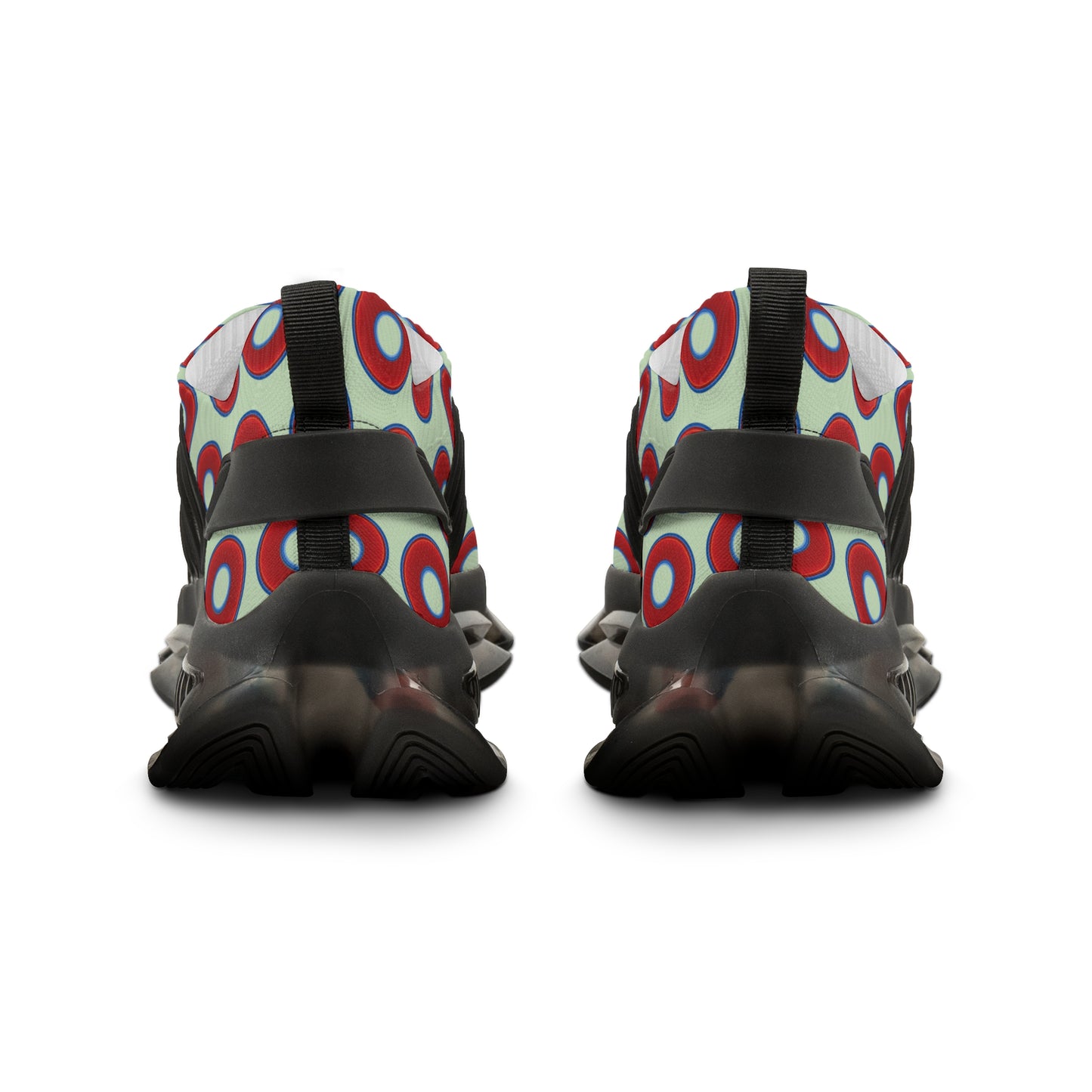 Donut Kicks - red vivid donut print w/seafoam green background