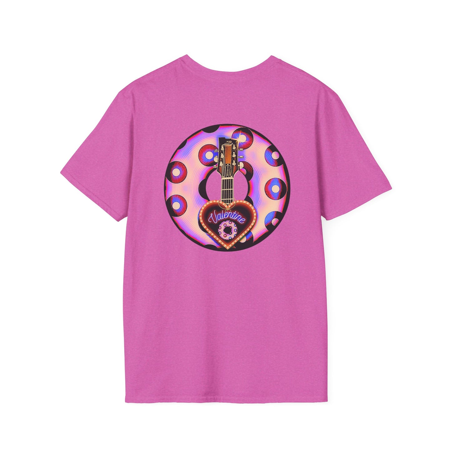 Classic Donut Tee - Unisex Soft-Style - "Would You Be My Donut?" - paradoxical faded purple/red donut - variant 3