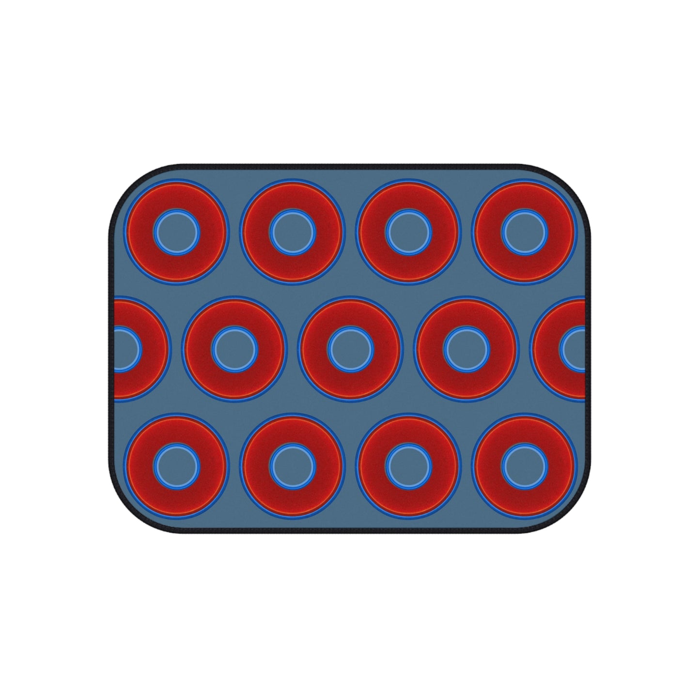 Contacted Car Mats - vivid donut print w/steel blue background